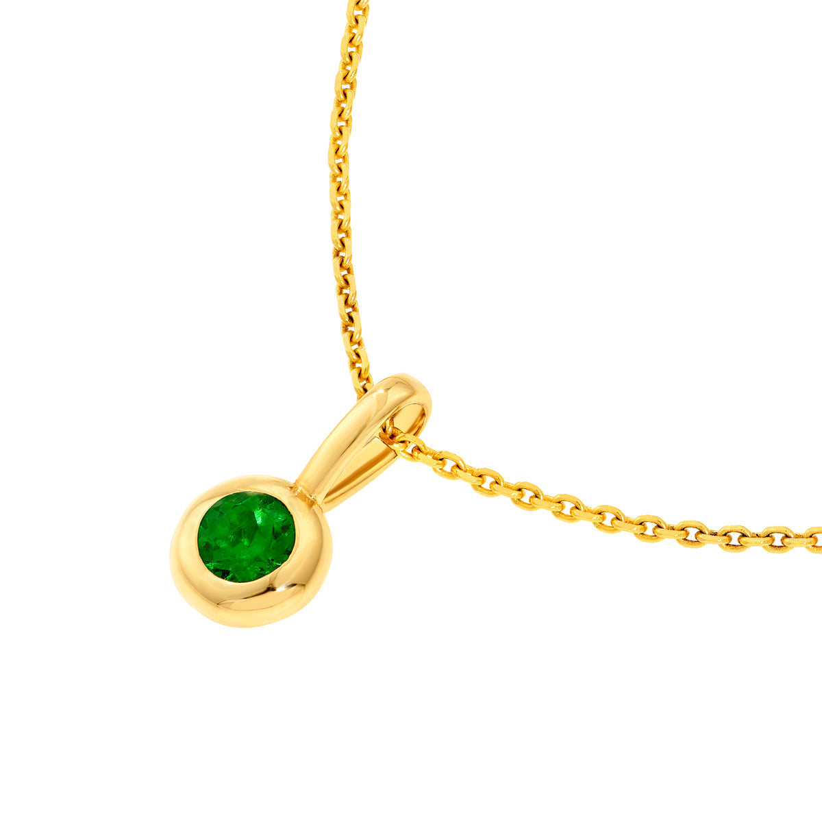 14K Yellow Gold Birthstone Charm May Green Tsavorite