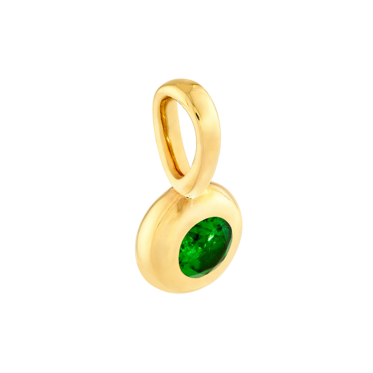 14K Yellow Gold Birthstone Charm May Green Tsavorite