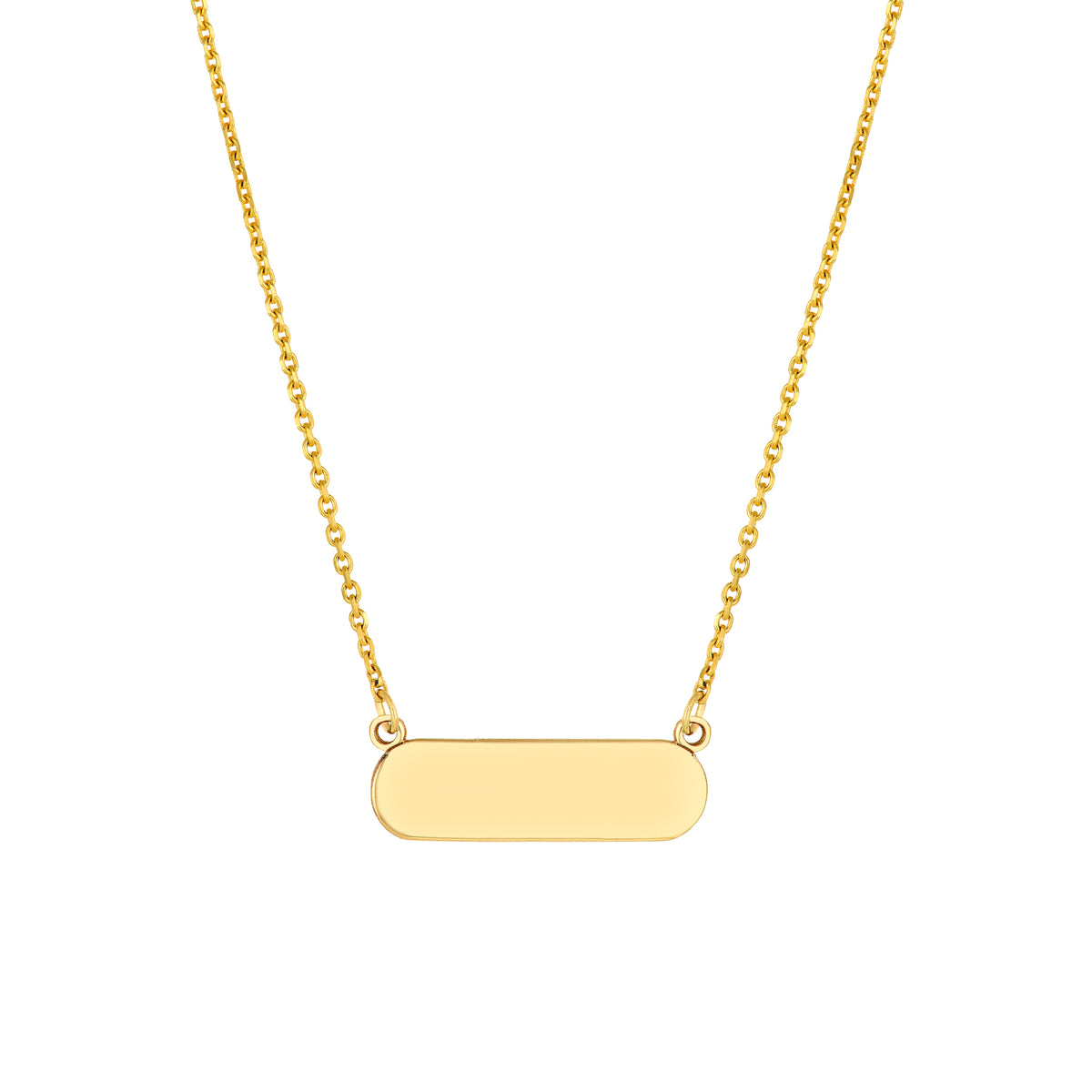 14K Yellow Gold Engravable Plate Necklace