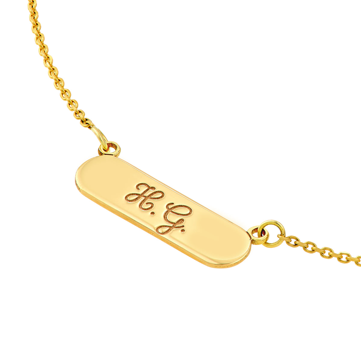 14K Yellow Gold Engravable Plate Necklace