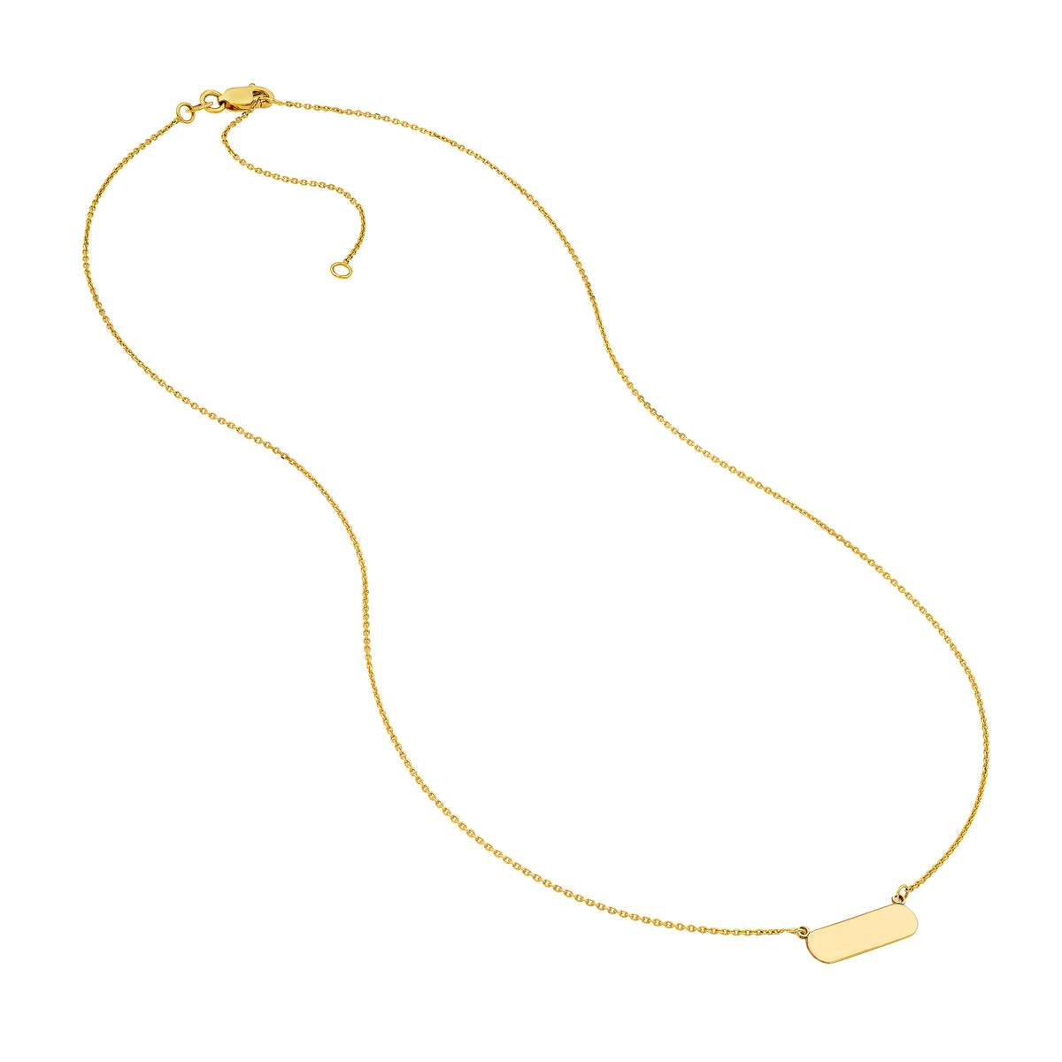 14K Yellow Gold Engravable Plate Necklace