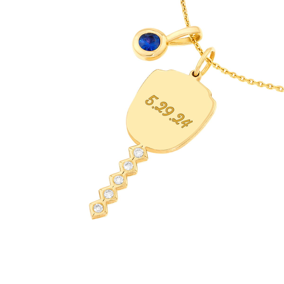 14K Yellow Gold 1/20tcw Diamond Accent Key Pendant
