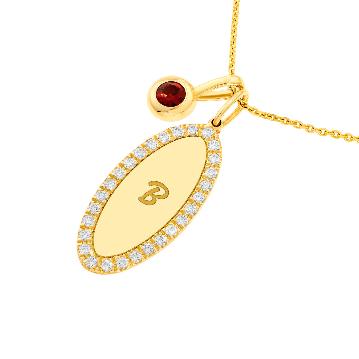 14K Yellow Gold 1/5tcw Diamond Accent Oval Pendant
