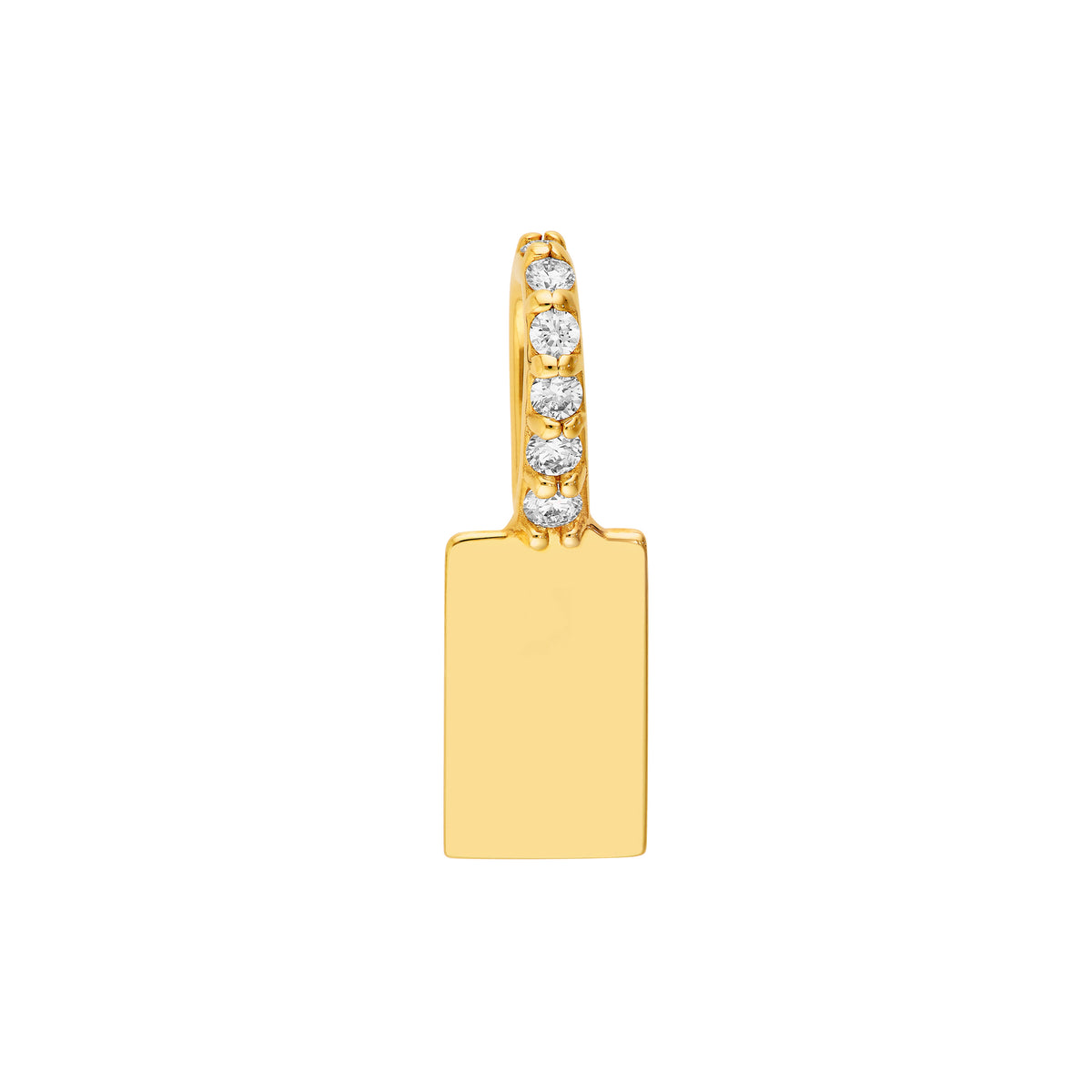 14K Yellow Gold Diamond Accent Engravable Tag Pendant