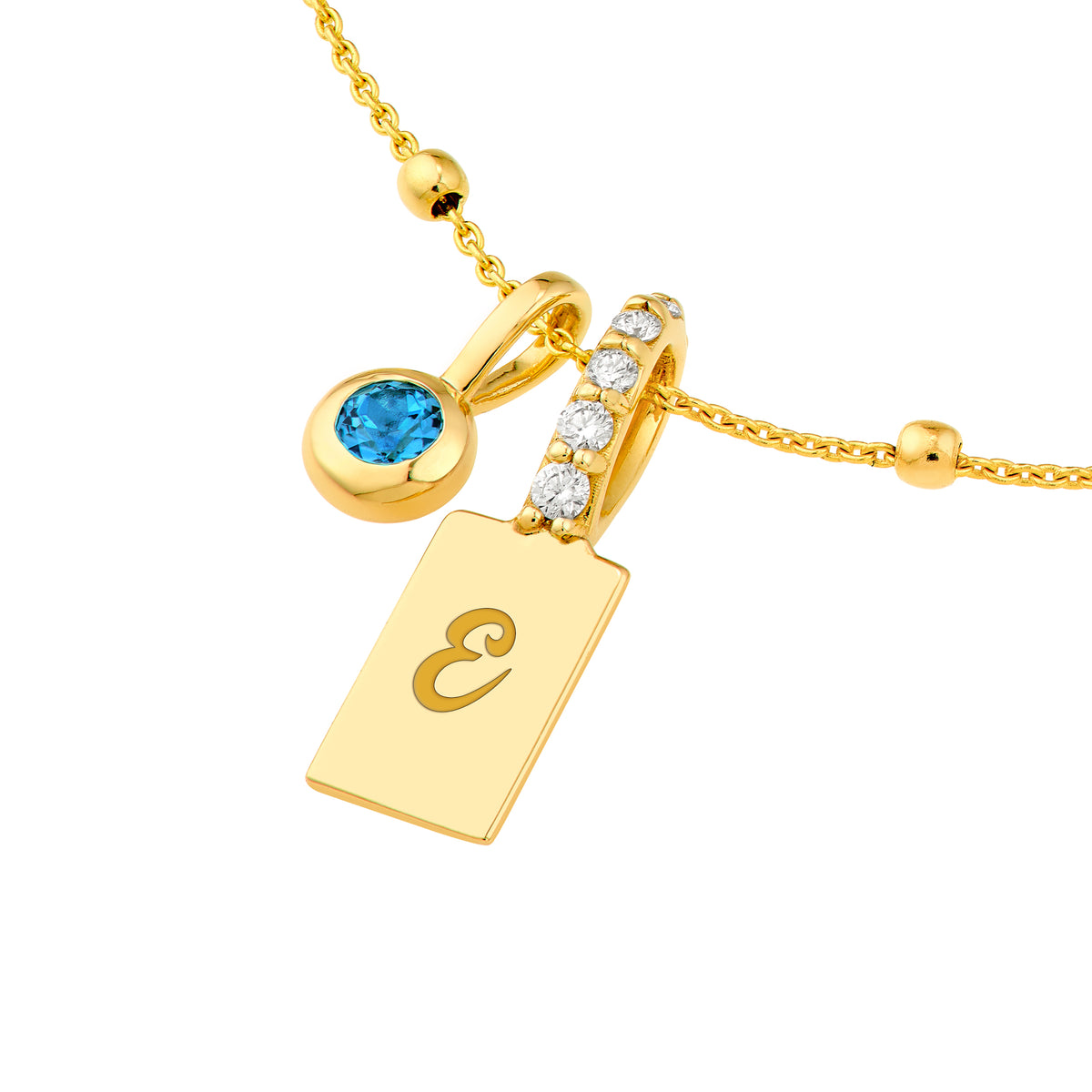 14K Yellow Gold Diamond Accent Engravable Tag Pendant
