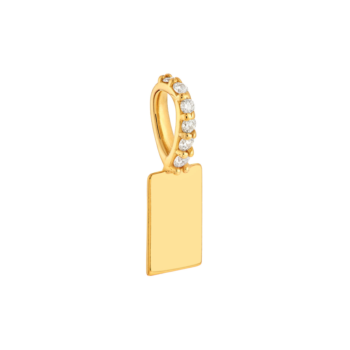 14K Yellow Gold Diamond Accent Engravable Tag Pendant