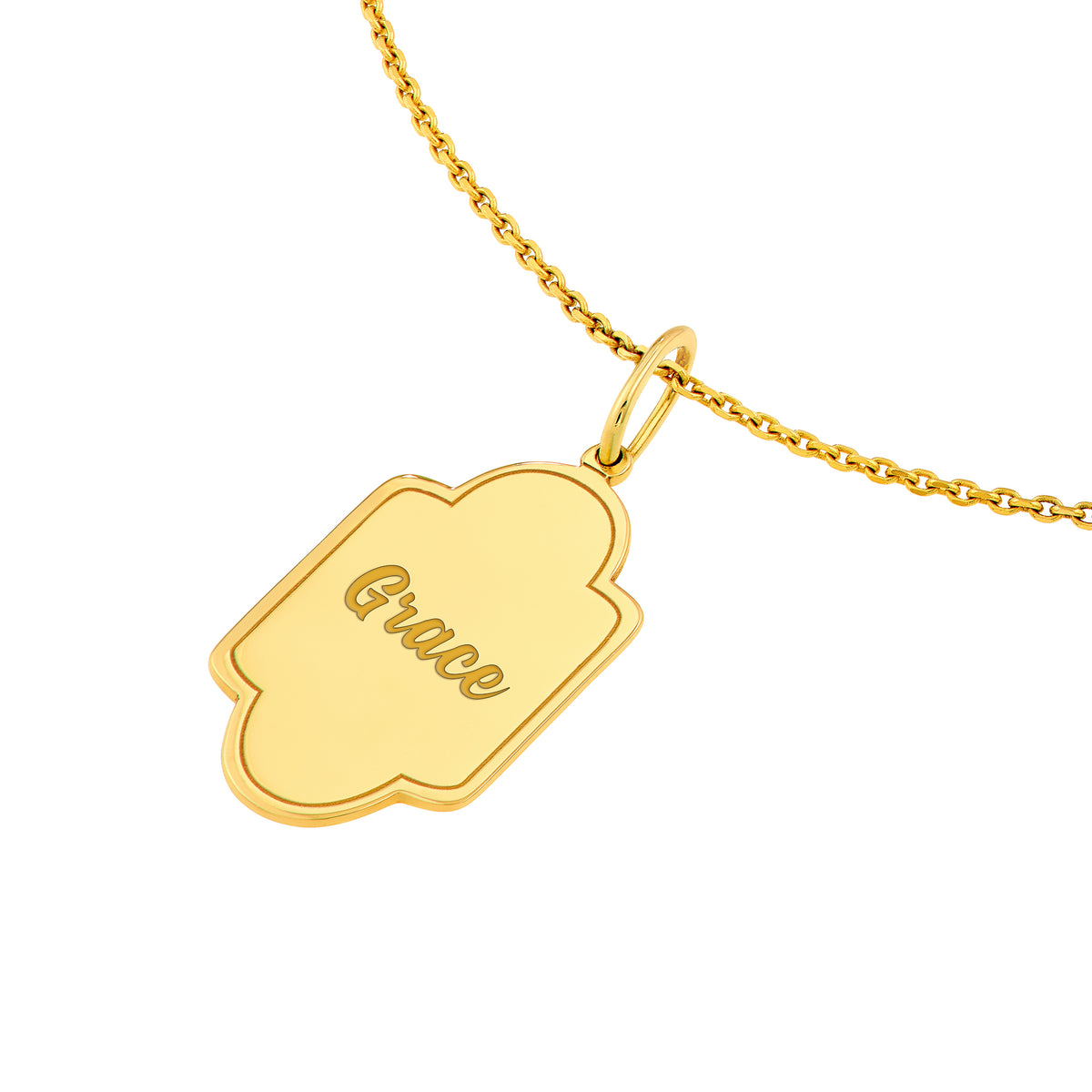 14K Yellow Gold Framed Border Deco Pendant