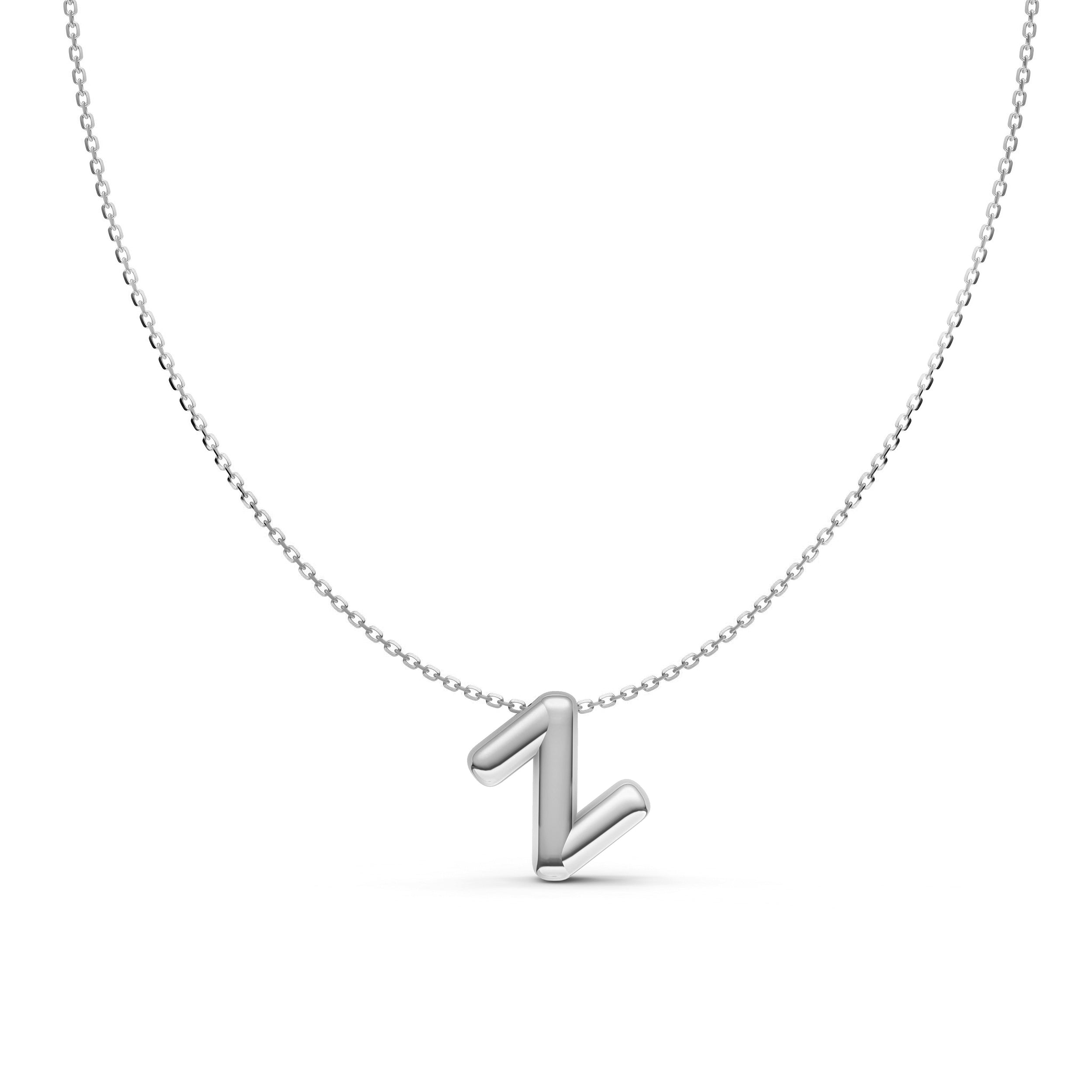 14K Gold Puffy Bubble Initial Necklace