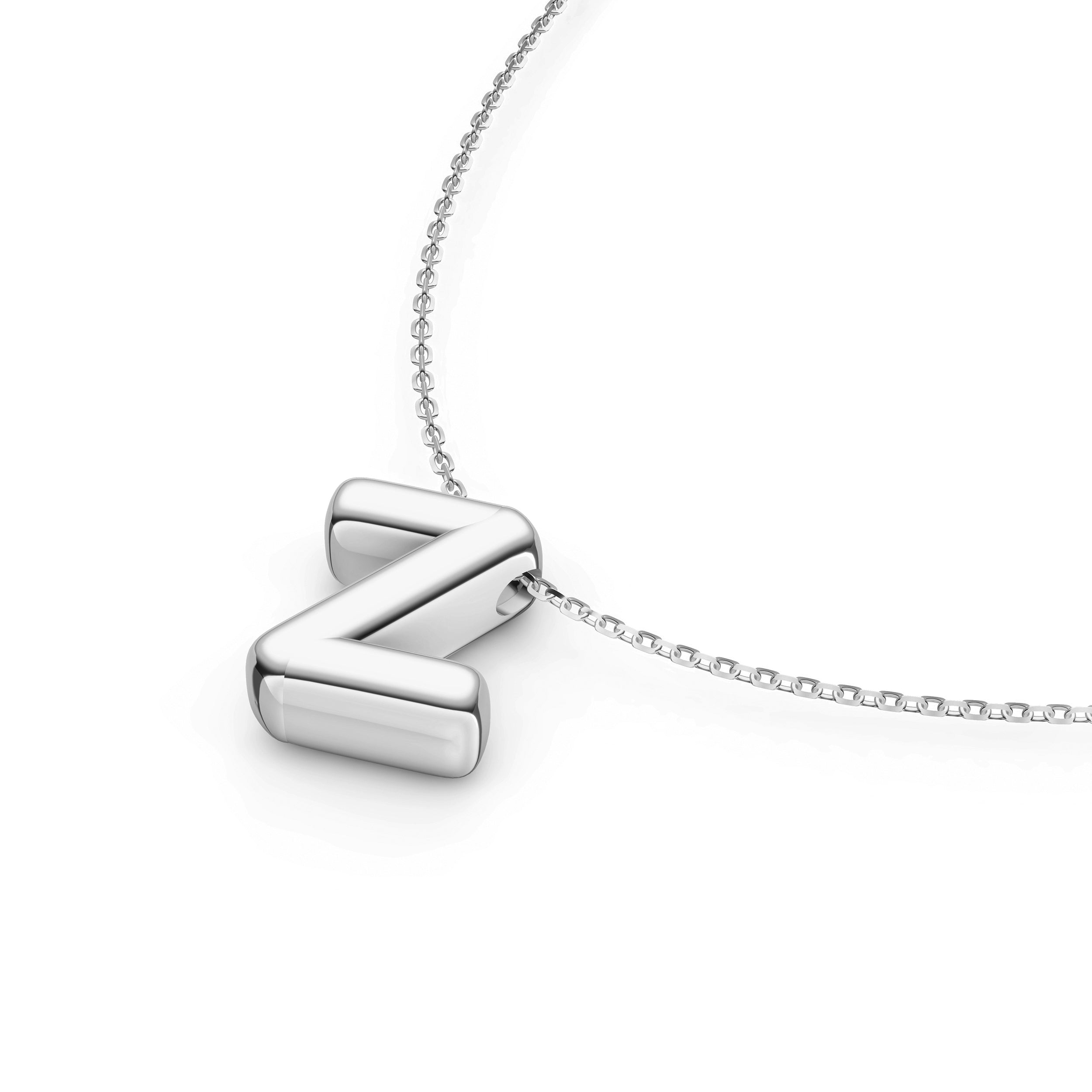 14K Gold Puffy Bubble Initial Necklace