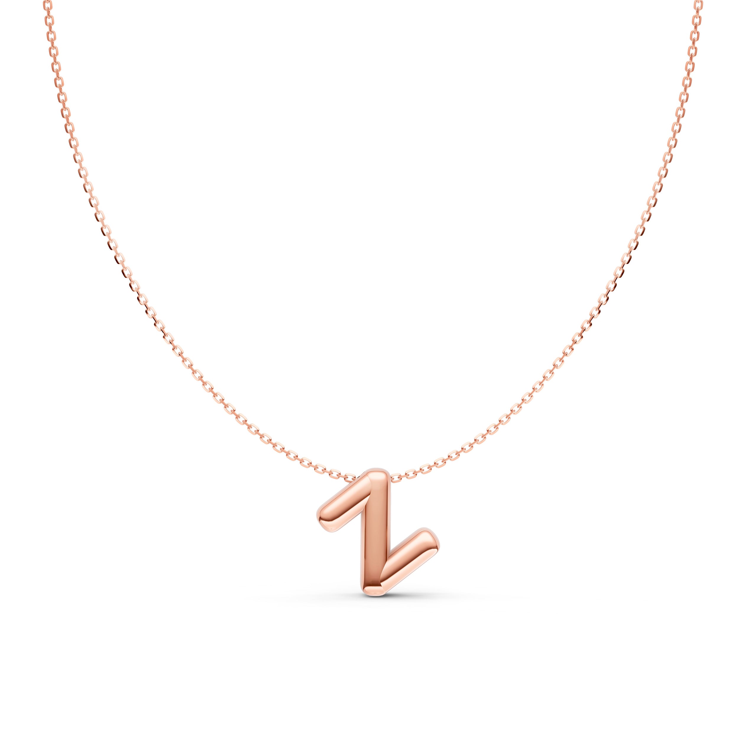 14K Gold Puffy Bubble Initial Necklace