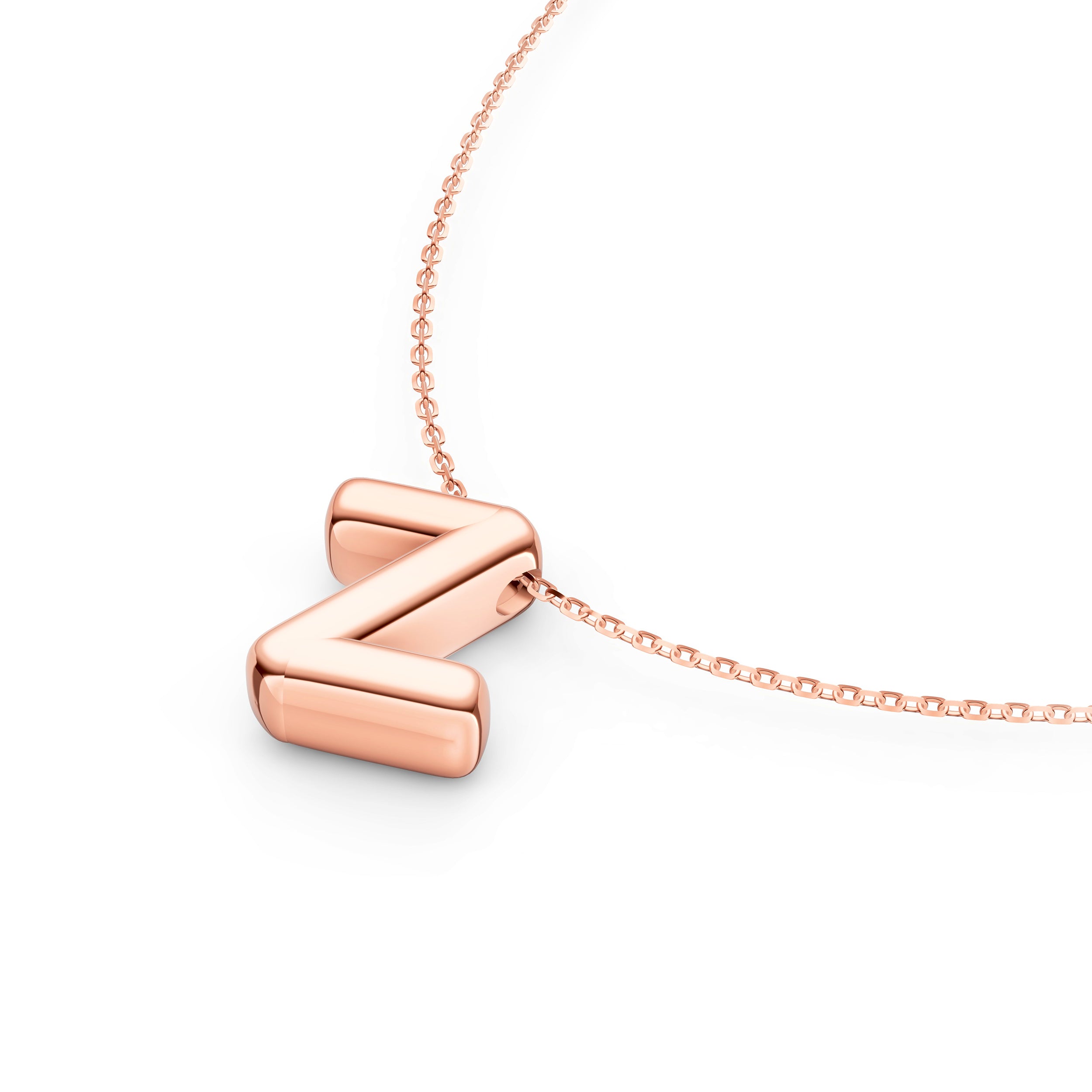 14K Gold Puffy Bubble Initial Necklace