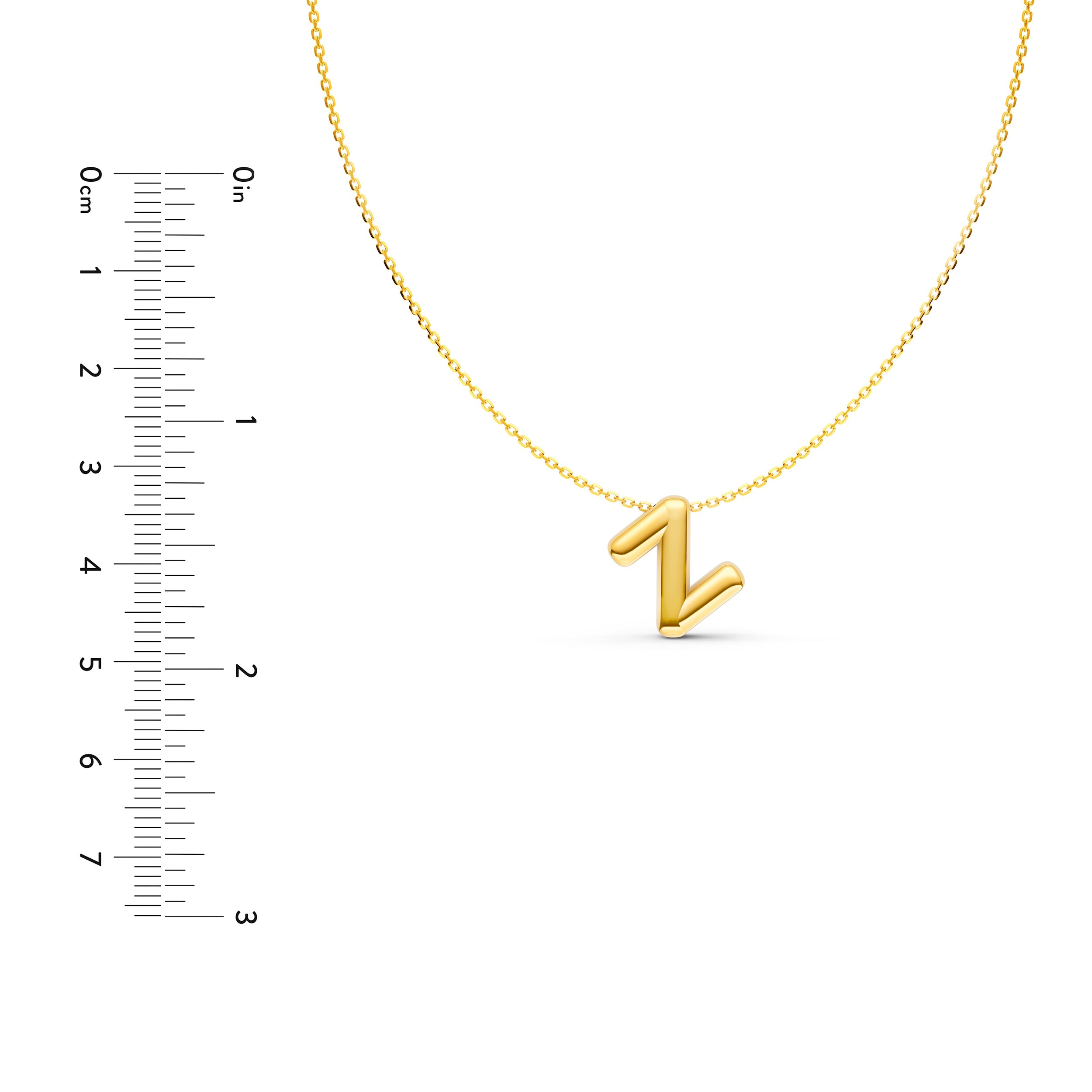 14K Gold Puffy Bubble Initial Necklace