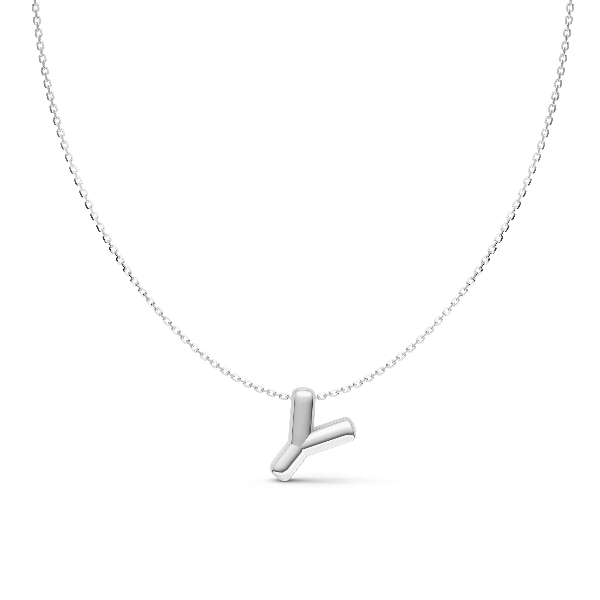 14K Gold Puffy Bubble Initial Necklace
