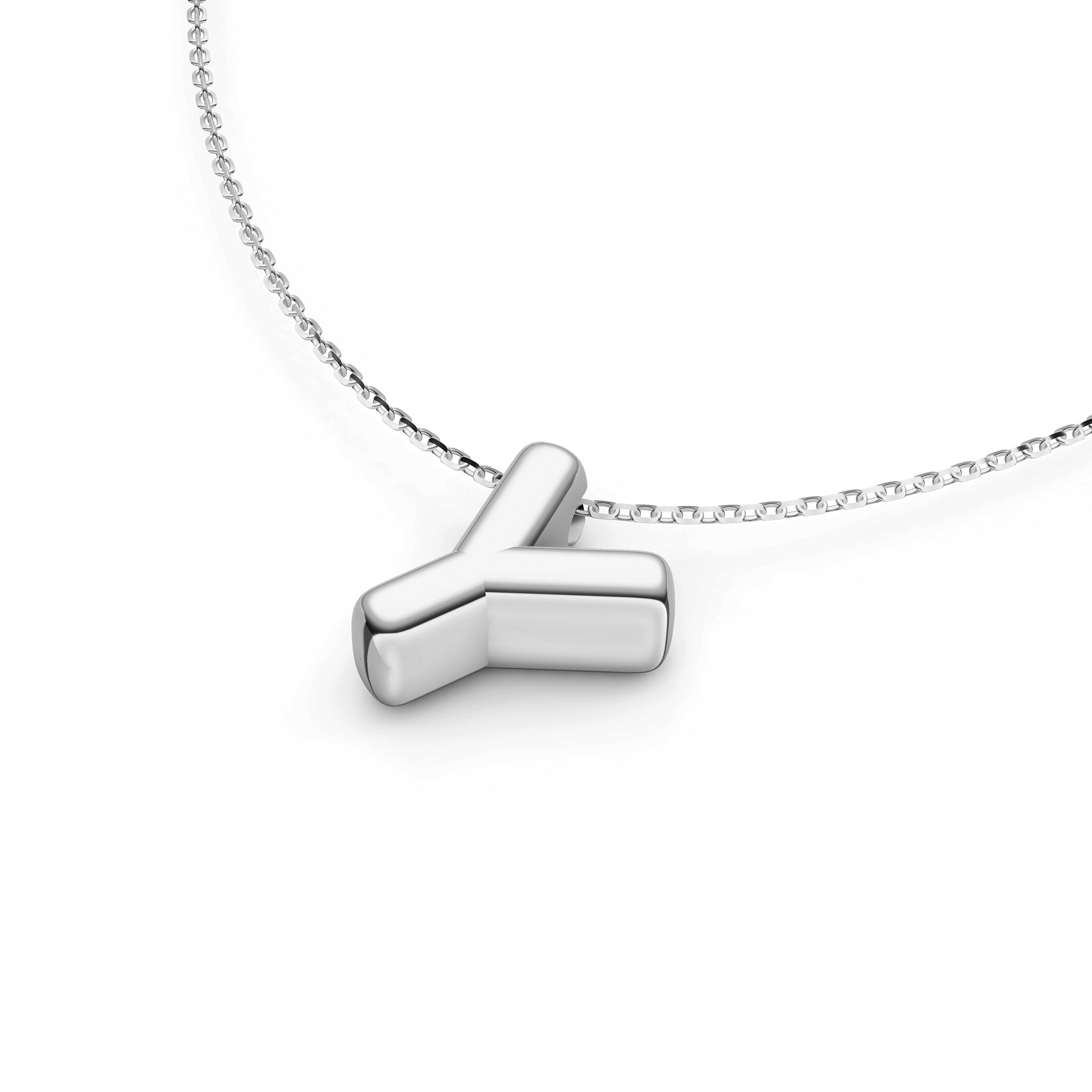 14K Gold Puffy Bubble Initial Necklace