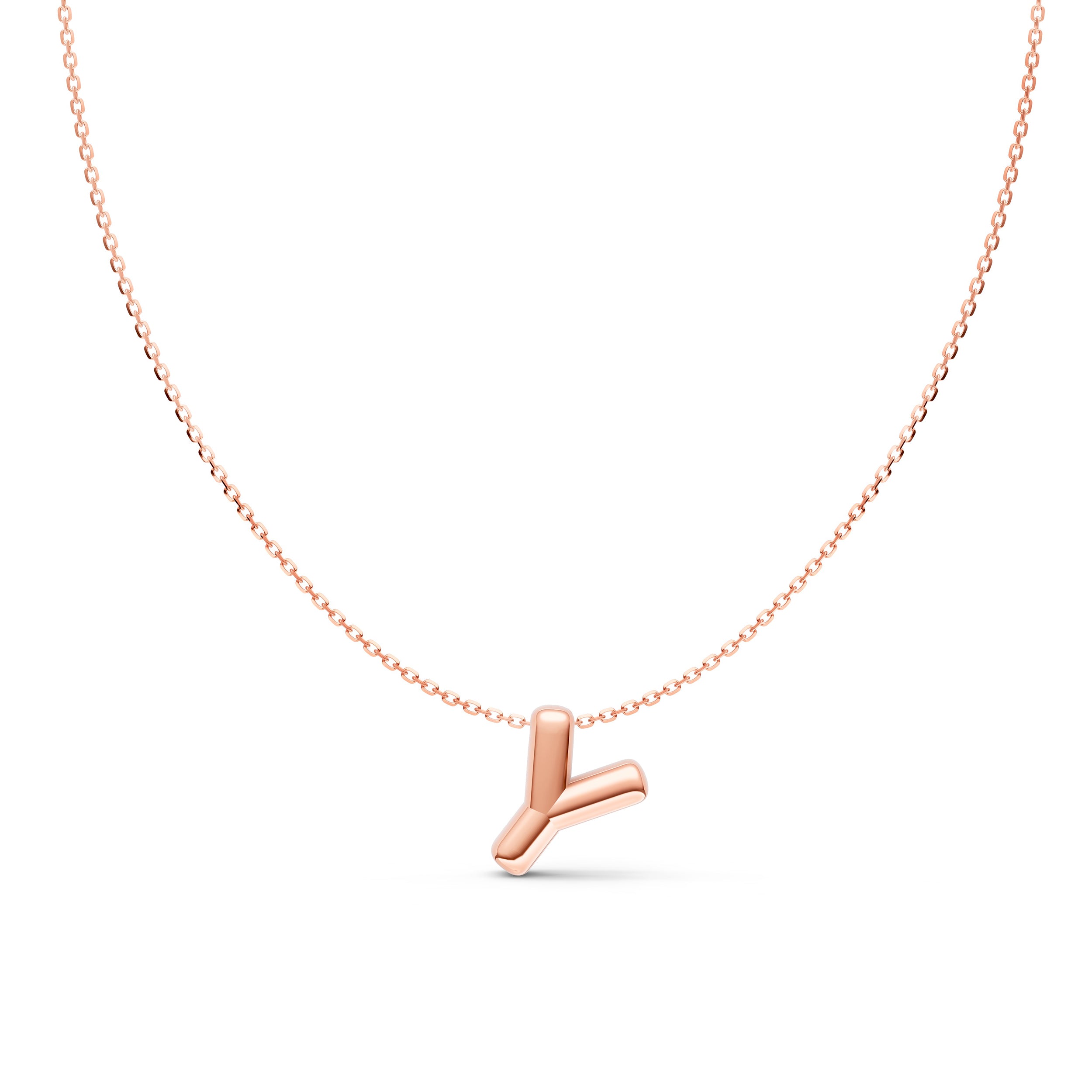 14K Gold Puffy Bubble Initial Necklace