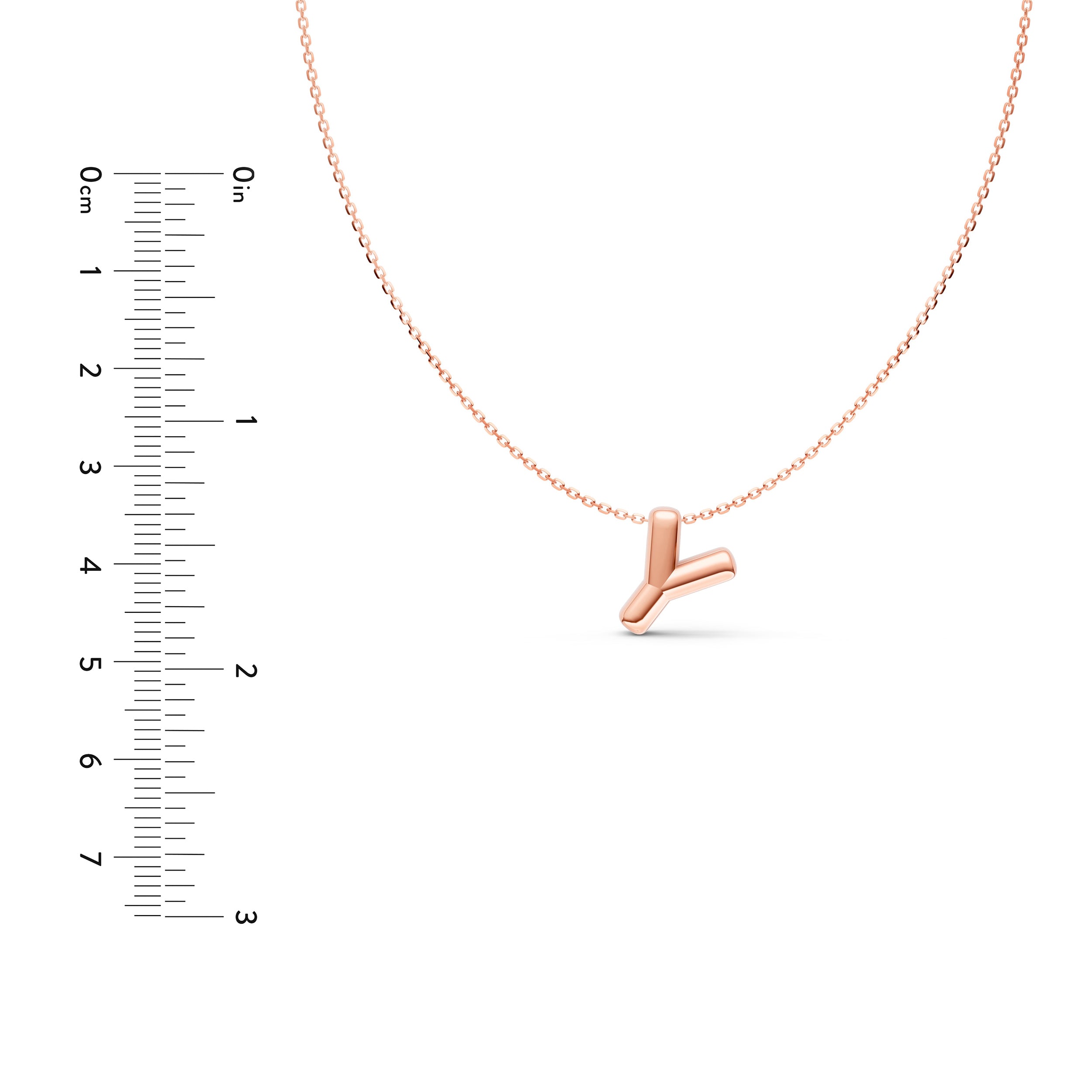 14K Gold Puffy Bubble Initial Necklace
