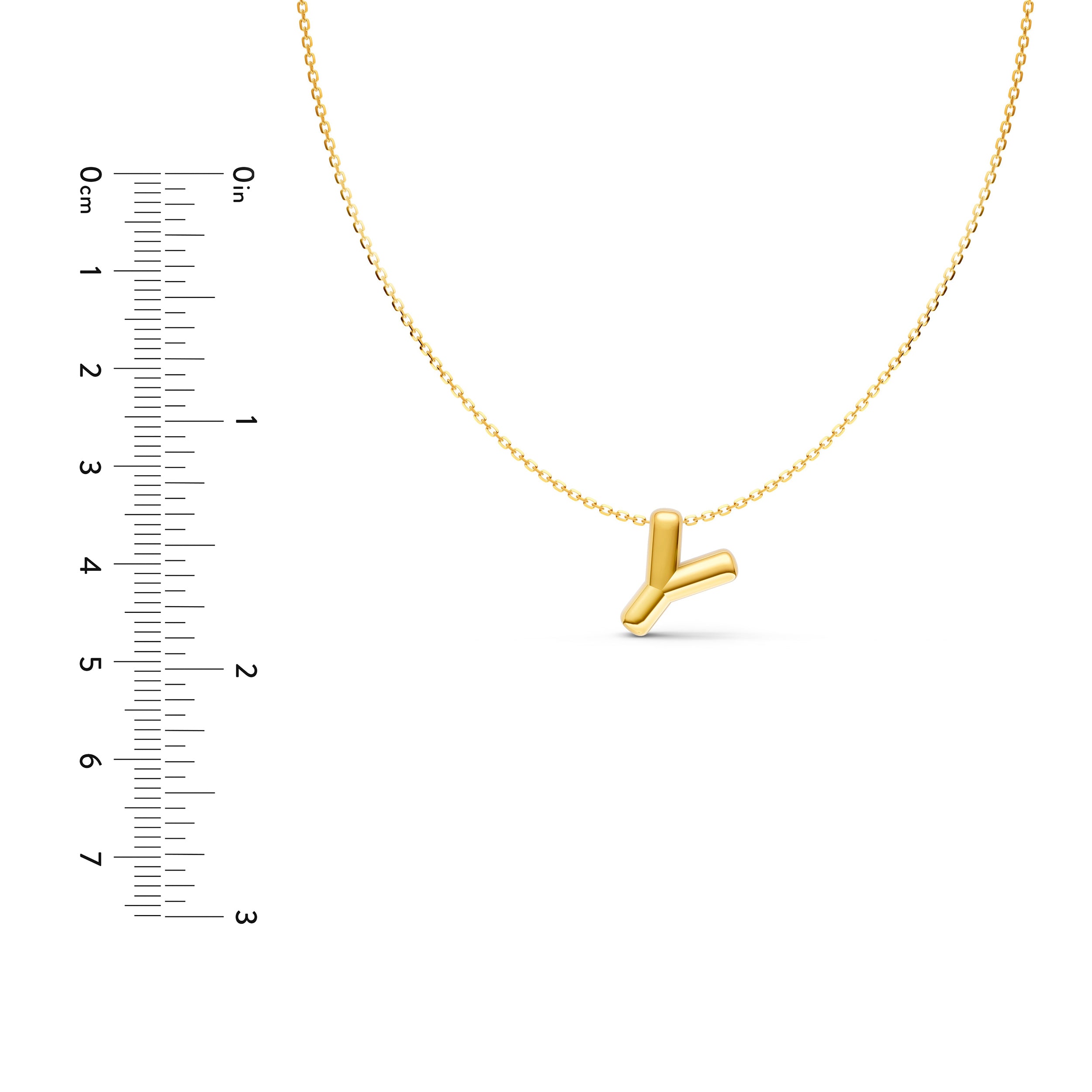 14K Gold Puffy Bubble Initial Necklace