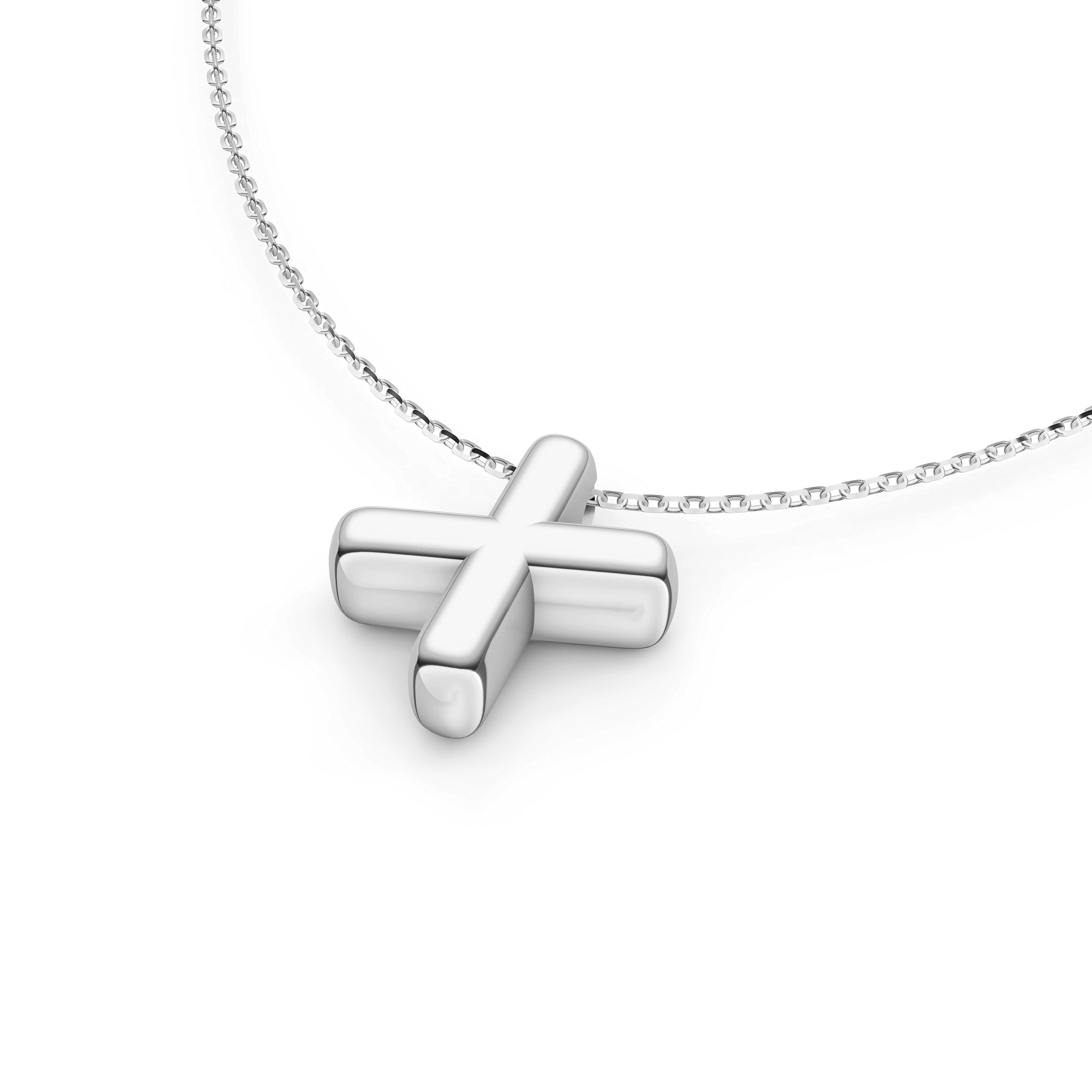 14K Gold Puffy Bubble Initial Necklace