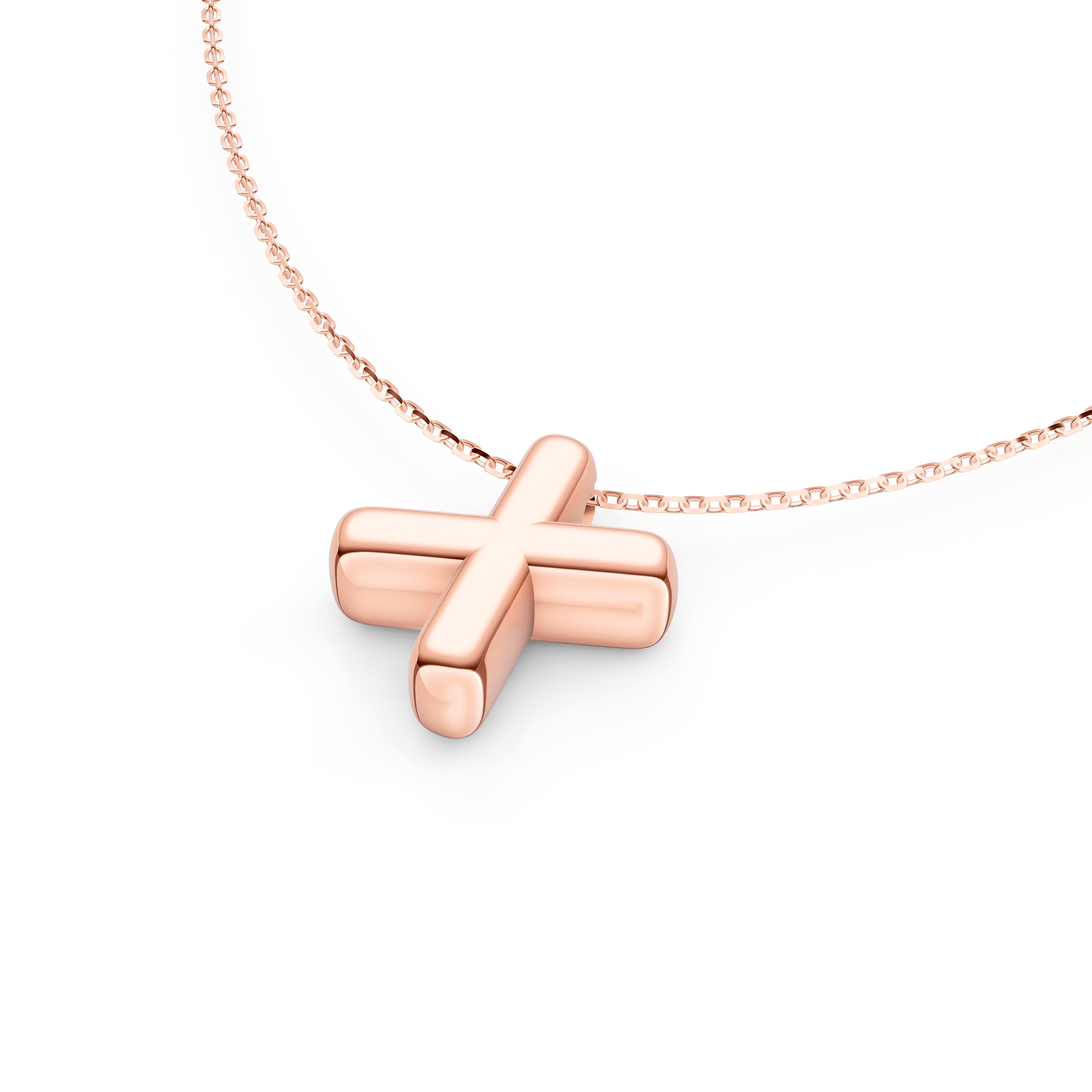 14K Gold Puffy Bubble Initial Necklace