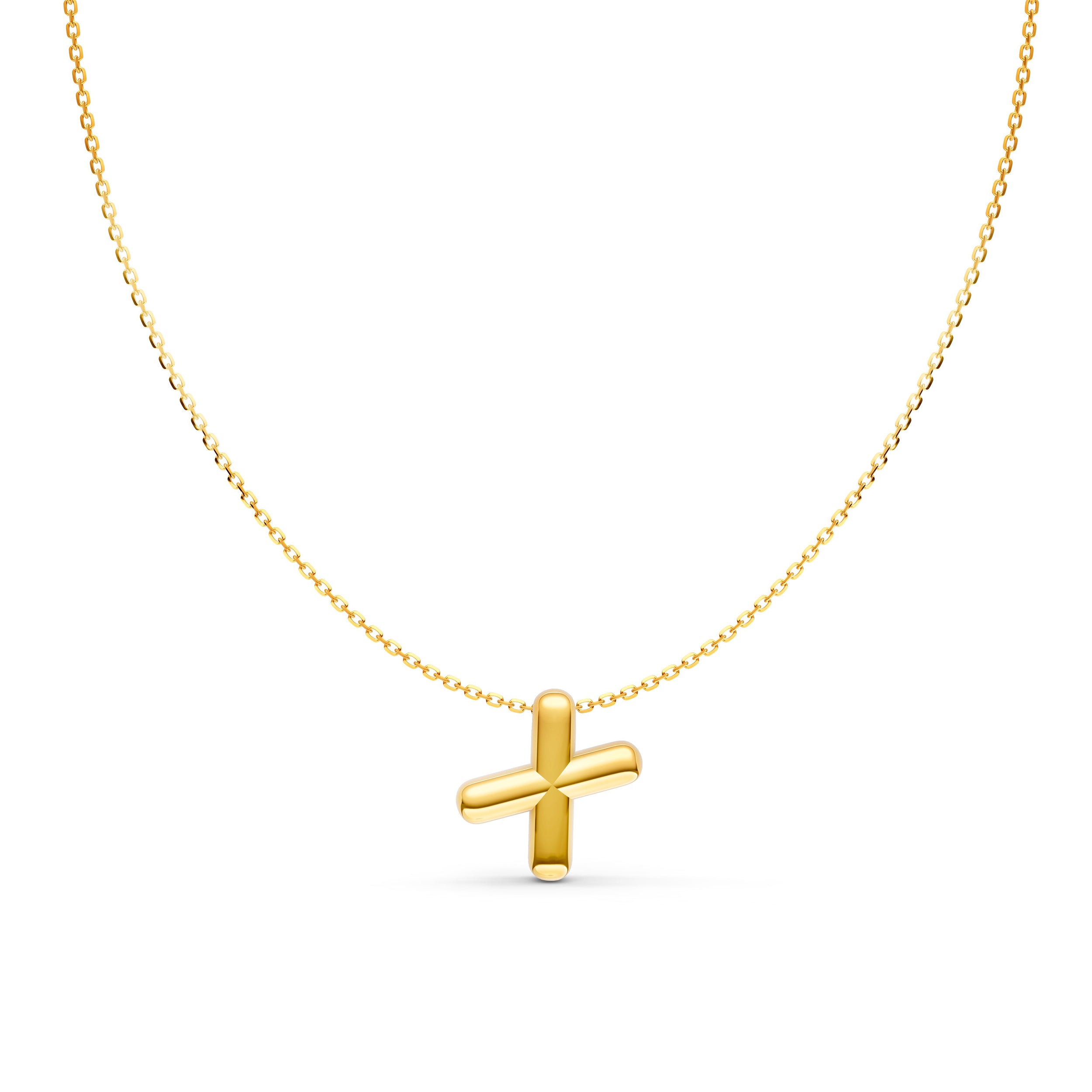 14K Gold Puffy Bubble Initial Necklace