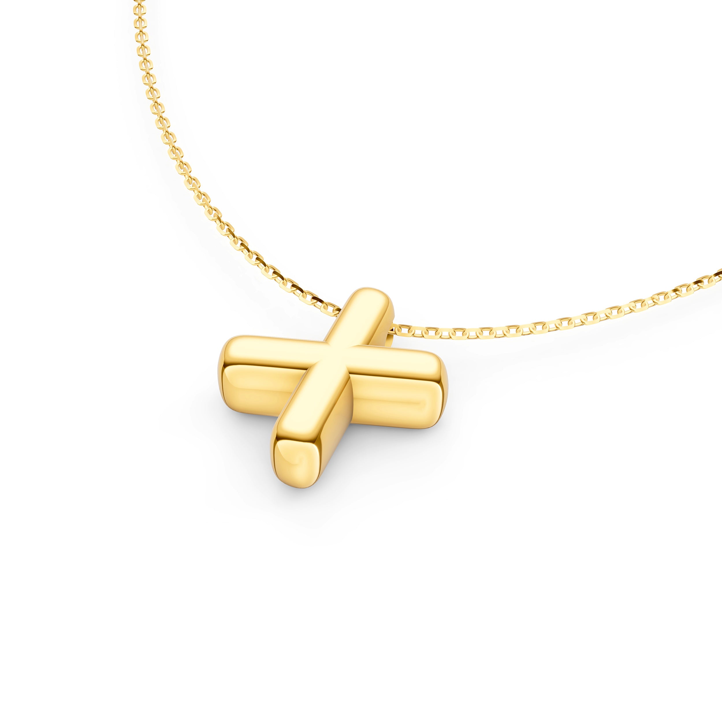14K Gold Puffy Bubble Initial Necklace