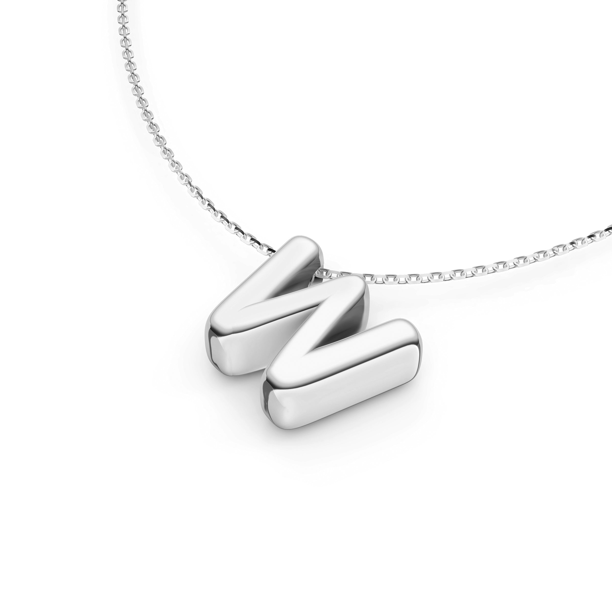 14K Gold Puffy Bubble Initial Necklace