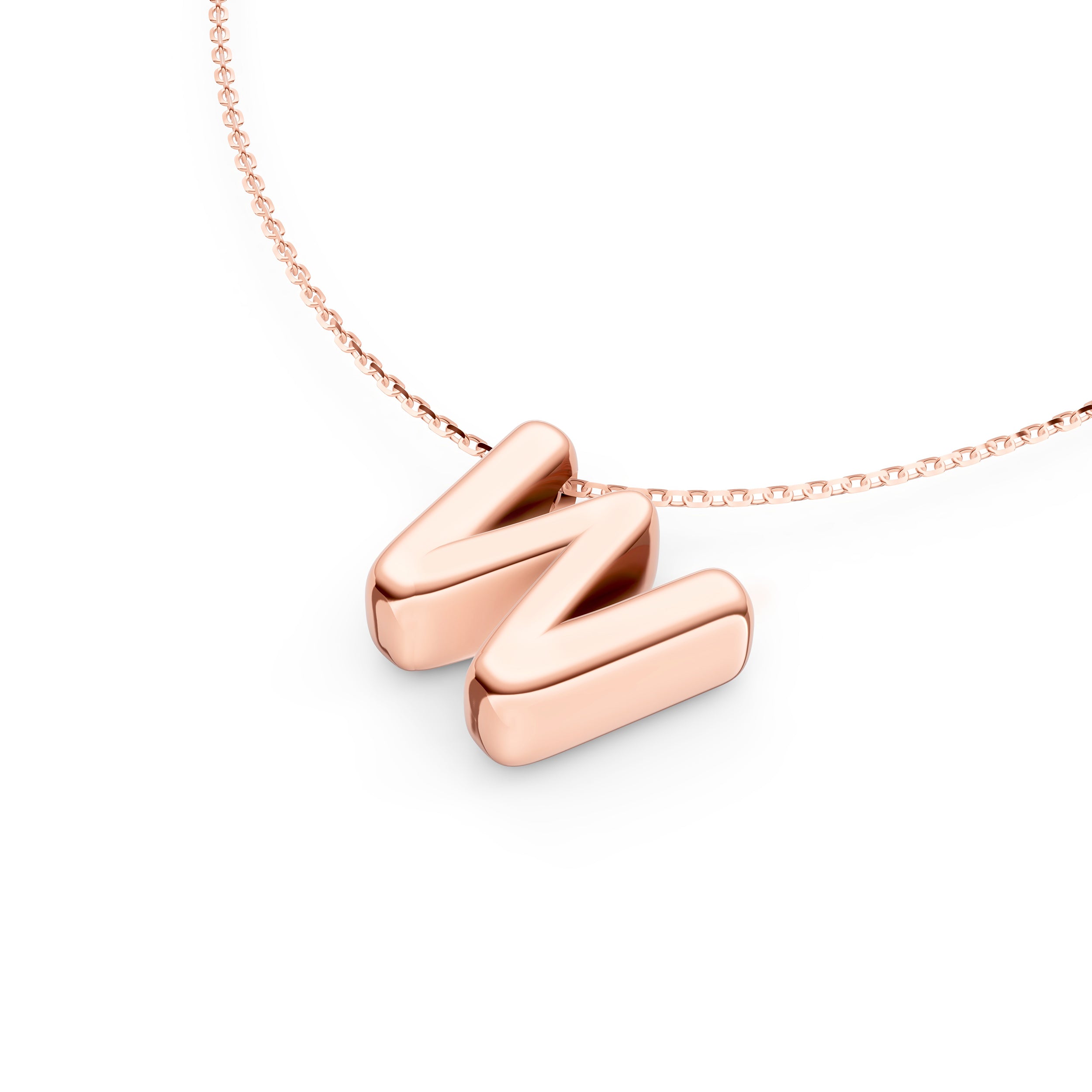 14K Gold Puffy Bubble Initial Necklace