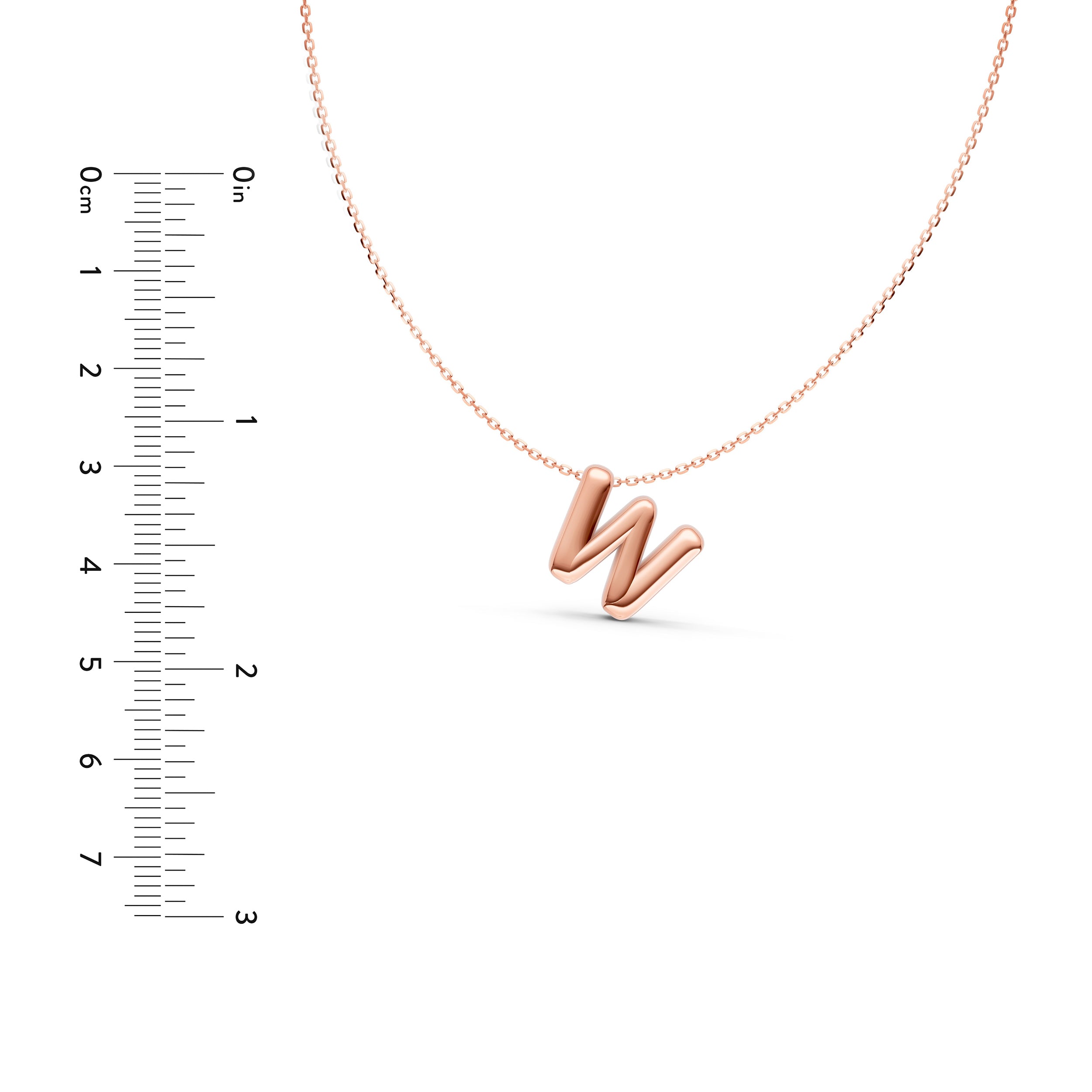 14K Gold Puffy Bubble Initial Necklace