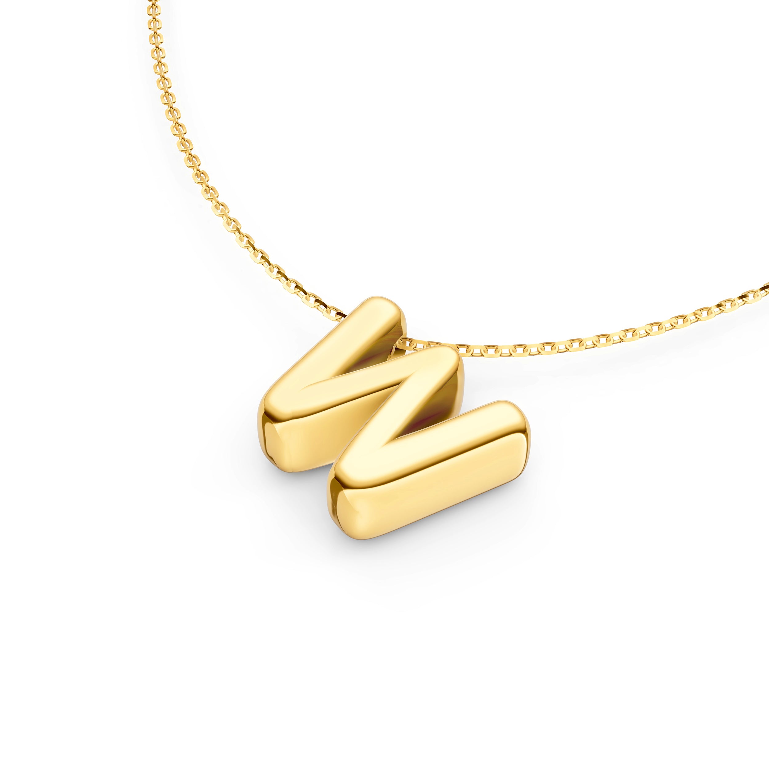 14K Gold Puffy Bubble Initial Necklace