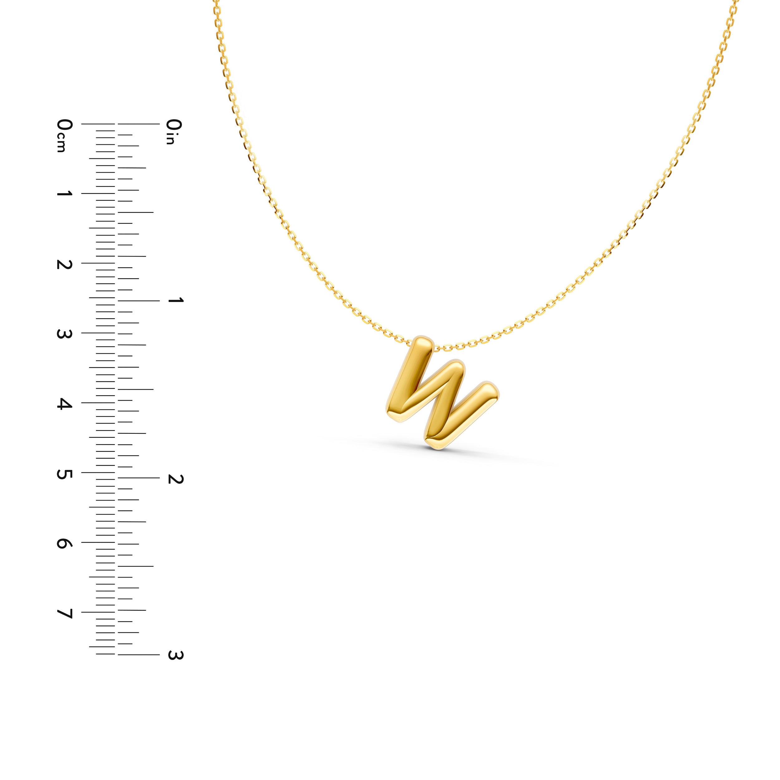 14K Gold Puffy Bubble Initial Necklace