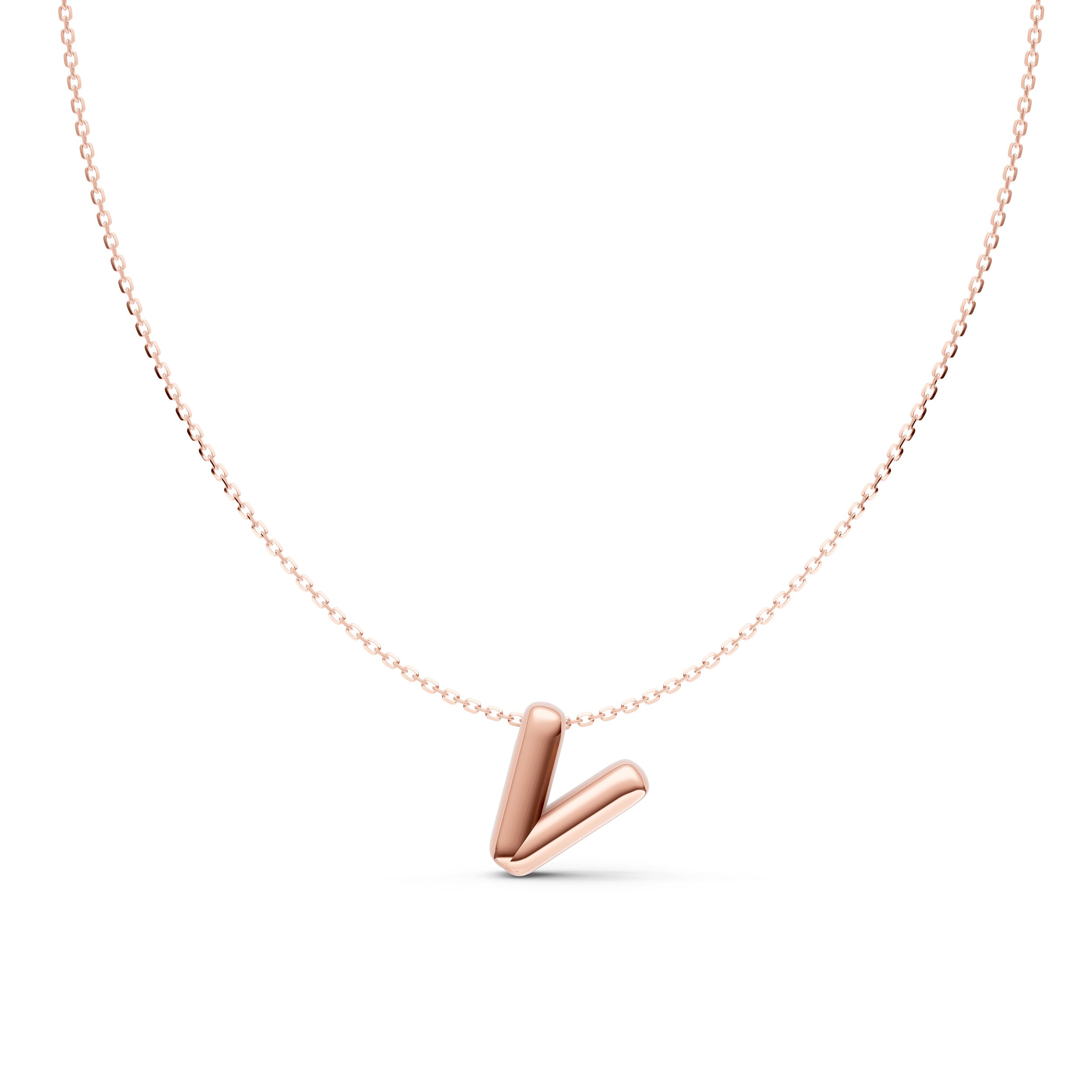 14K Gold Puffy Bubble Initial Necklace