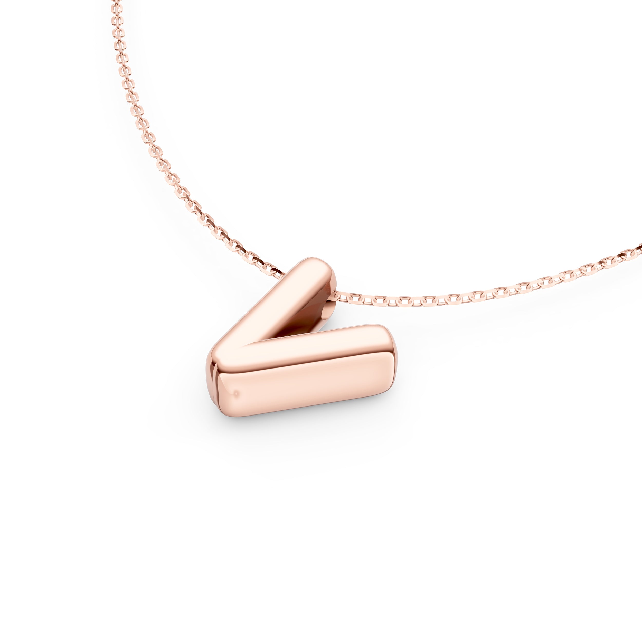 14K Gold Puffy Bubble Initial Necklace