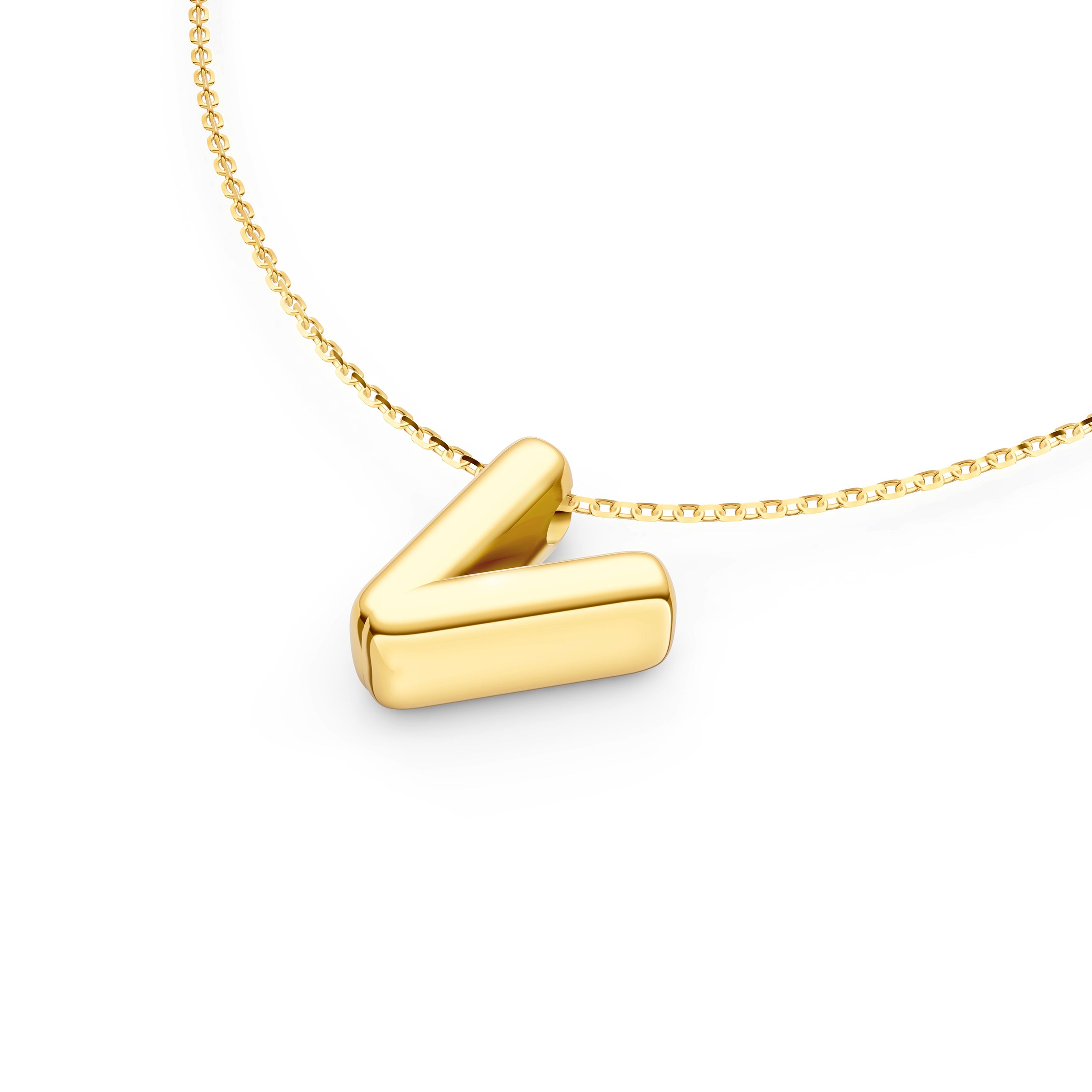 14K Gold Puffy Bubble Initial Necklace