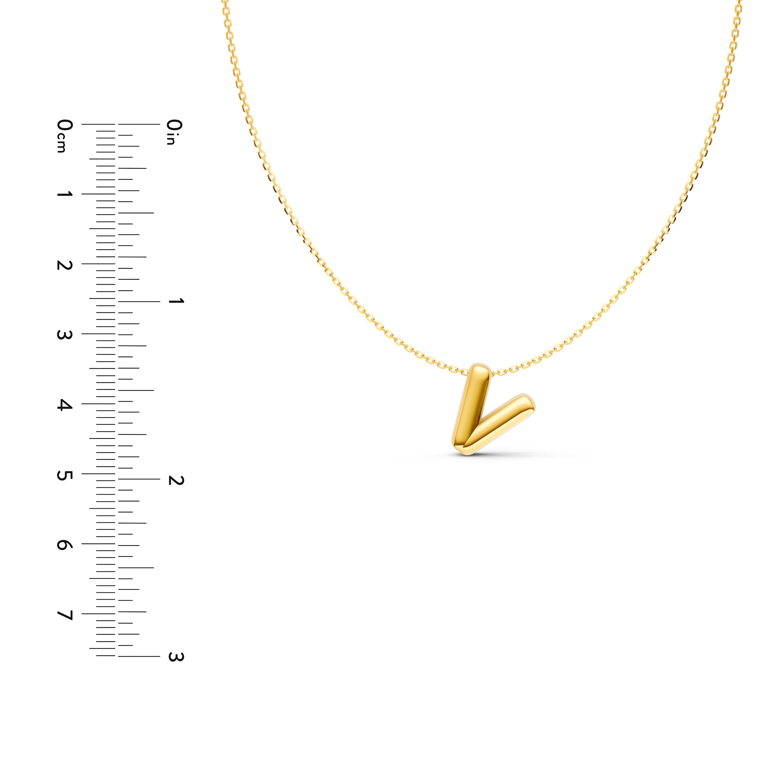 14K Gold Puffy Bubble Initial Necklace