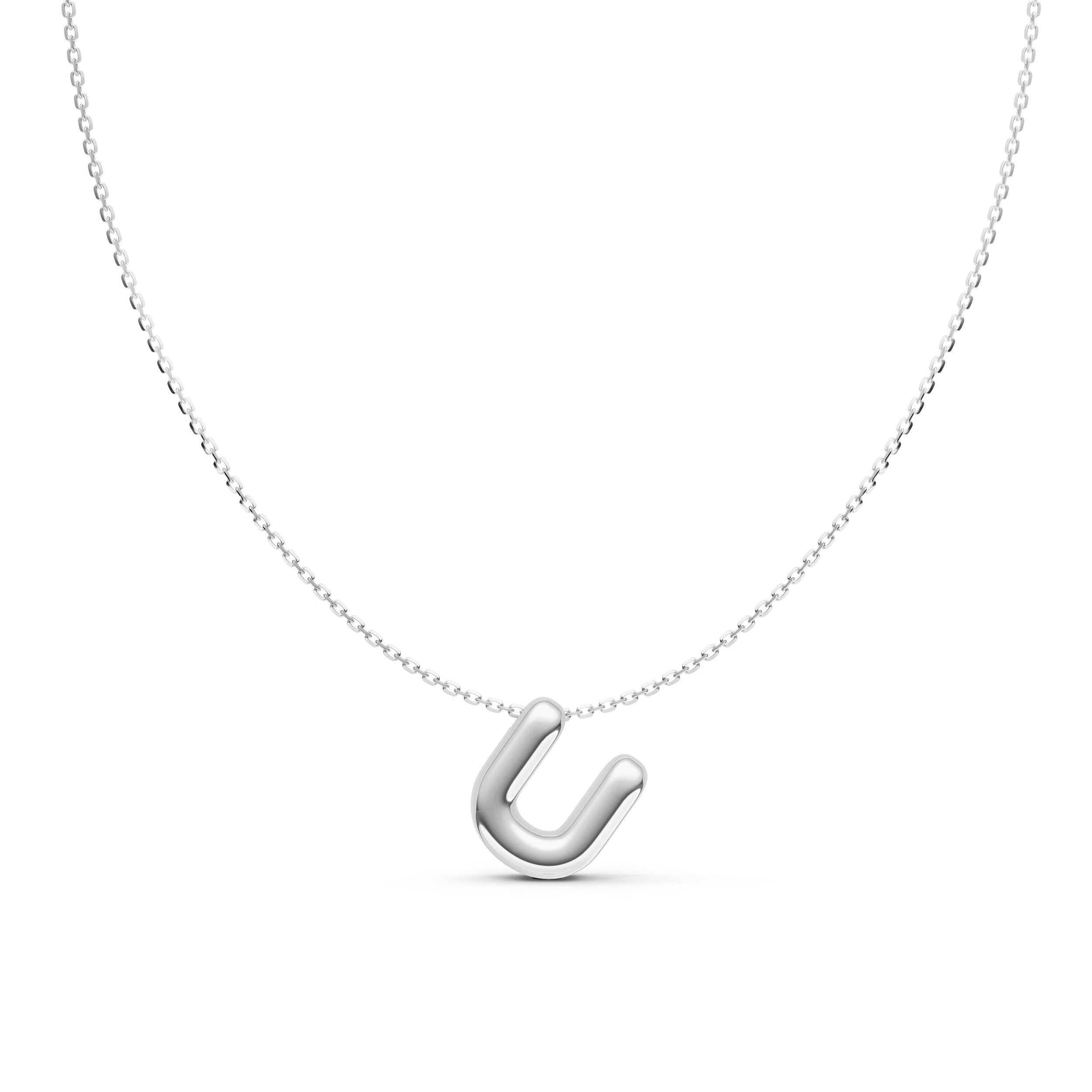14K Gold Puffy Bubble Initial Necklace