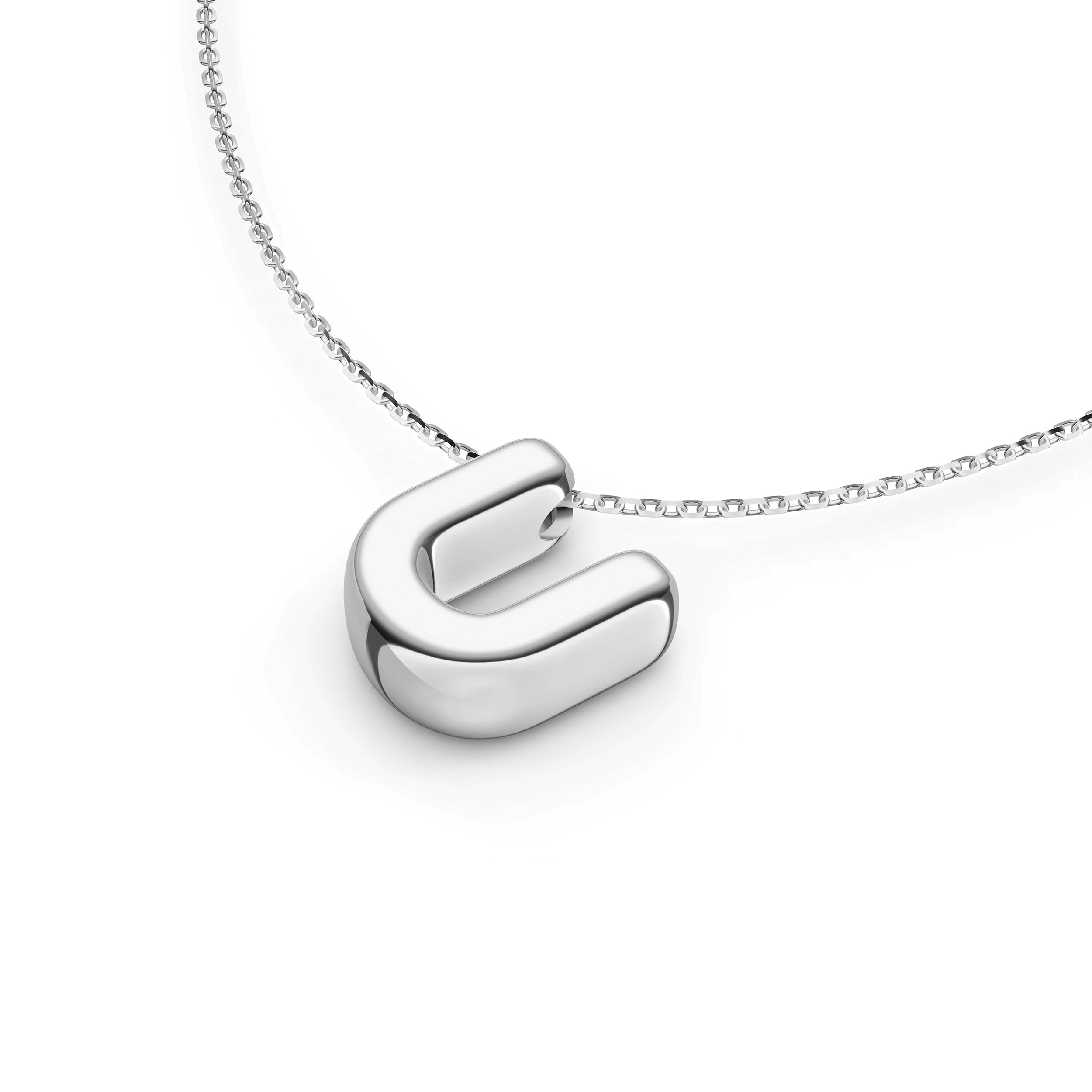 14K Gold Puffy Bubble Initial Necklace