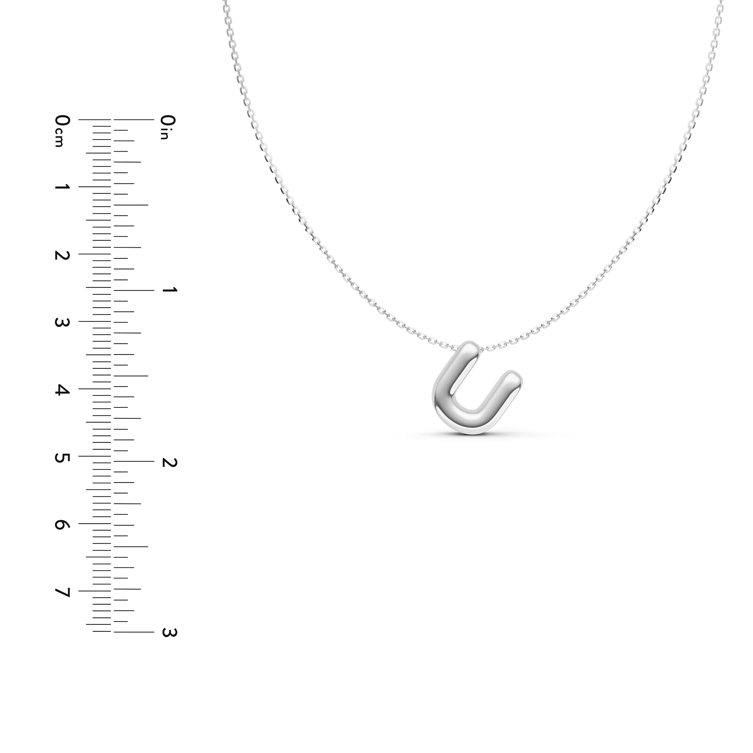 14K Gold Puffy Bubble Initial Necklace