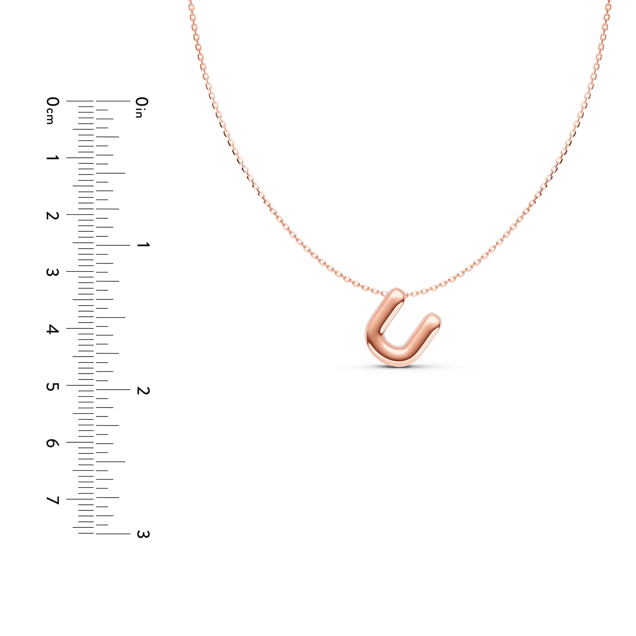 14K Gold Puffy Bubble Initial Necklace