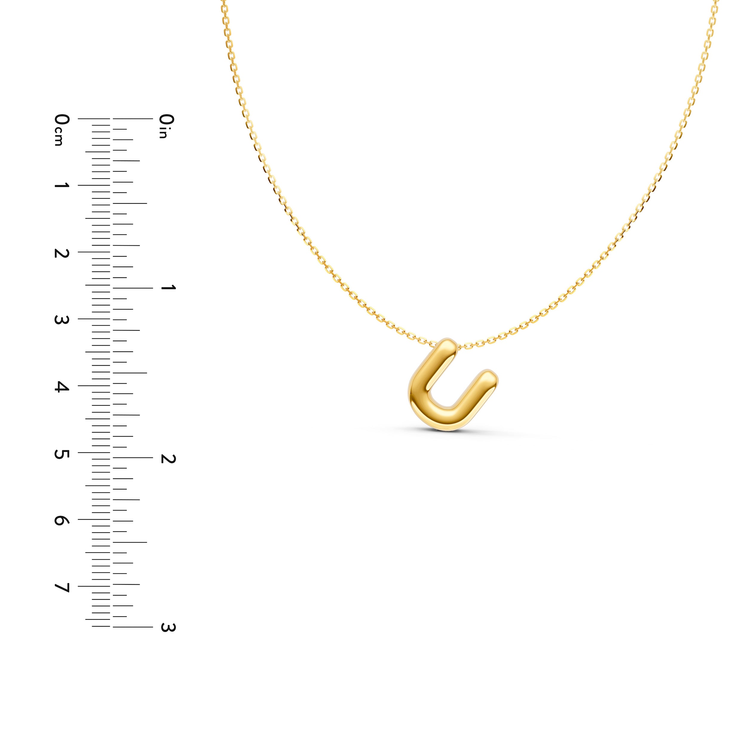 14K Gold Puffy Bubble Initial Necklace