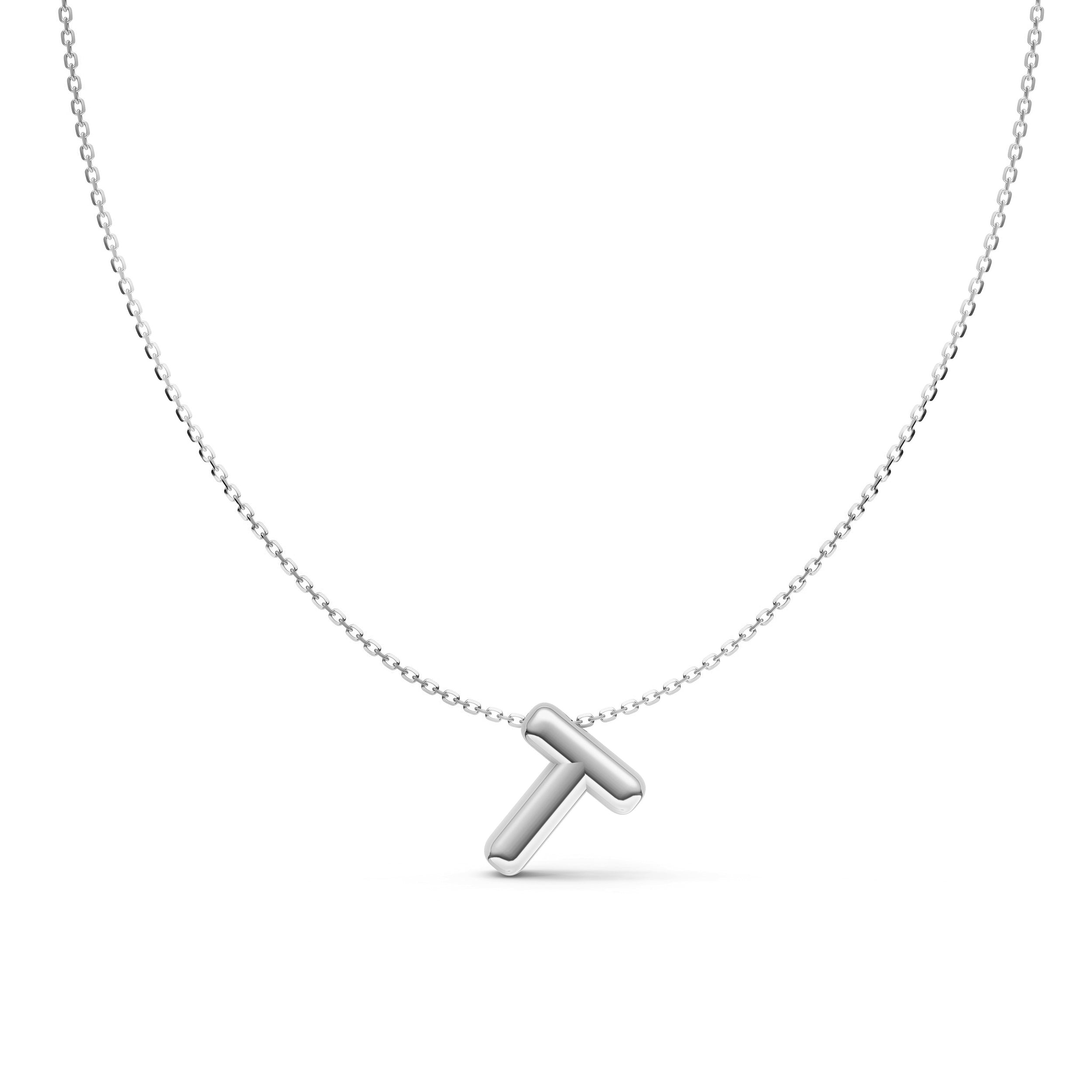 14K Gold Puffy Bubble Initial Necklace