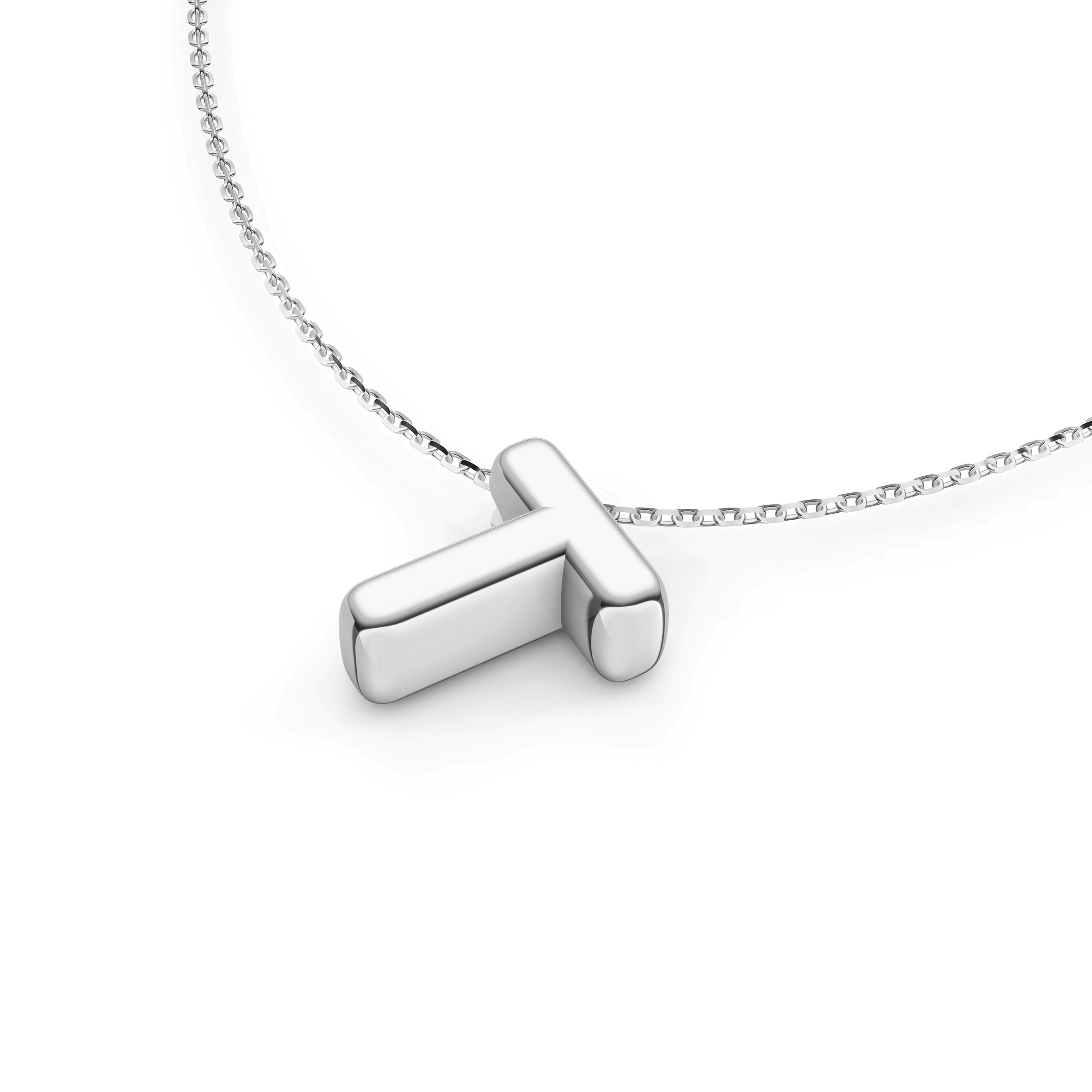 14K Gold Puffy Bubble Initial Necklace