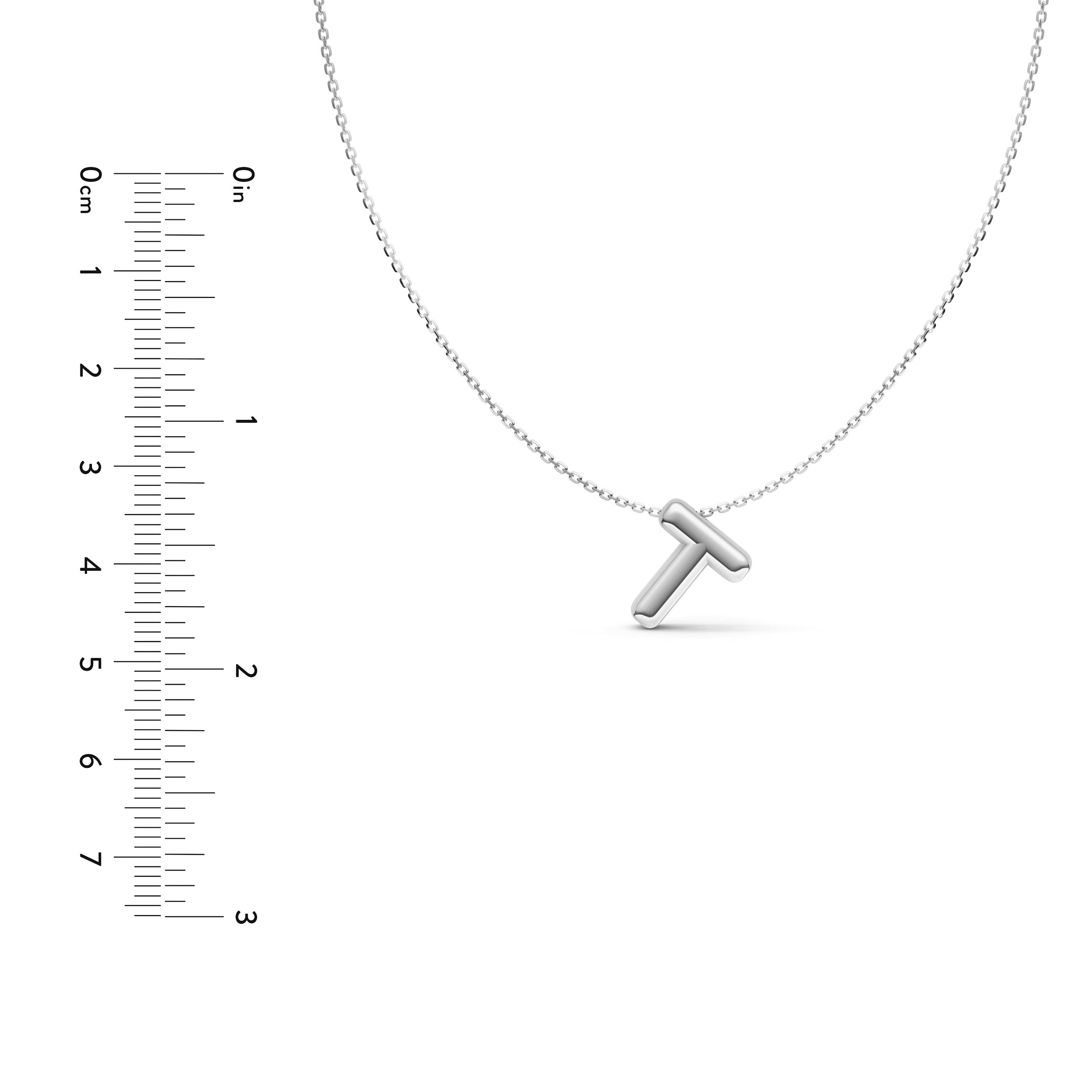 14K Gold Puffy Bubble Initial Necklace