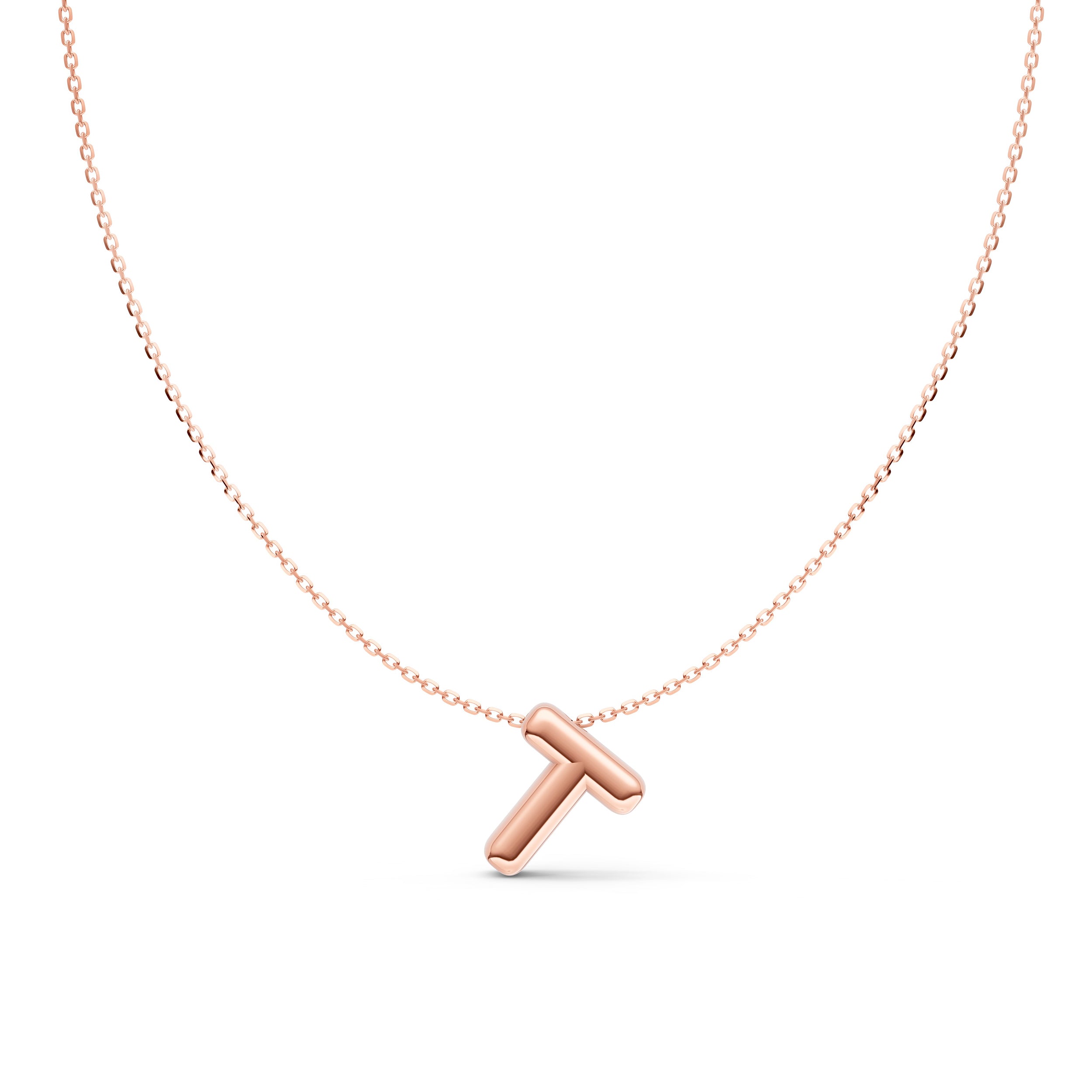 14K Gold Puffy Bubble Initial Necklace