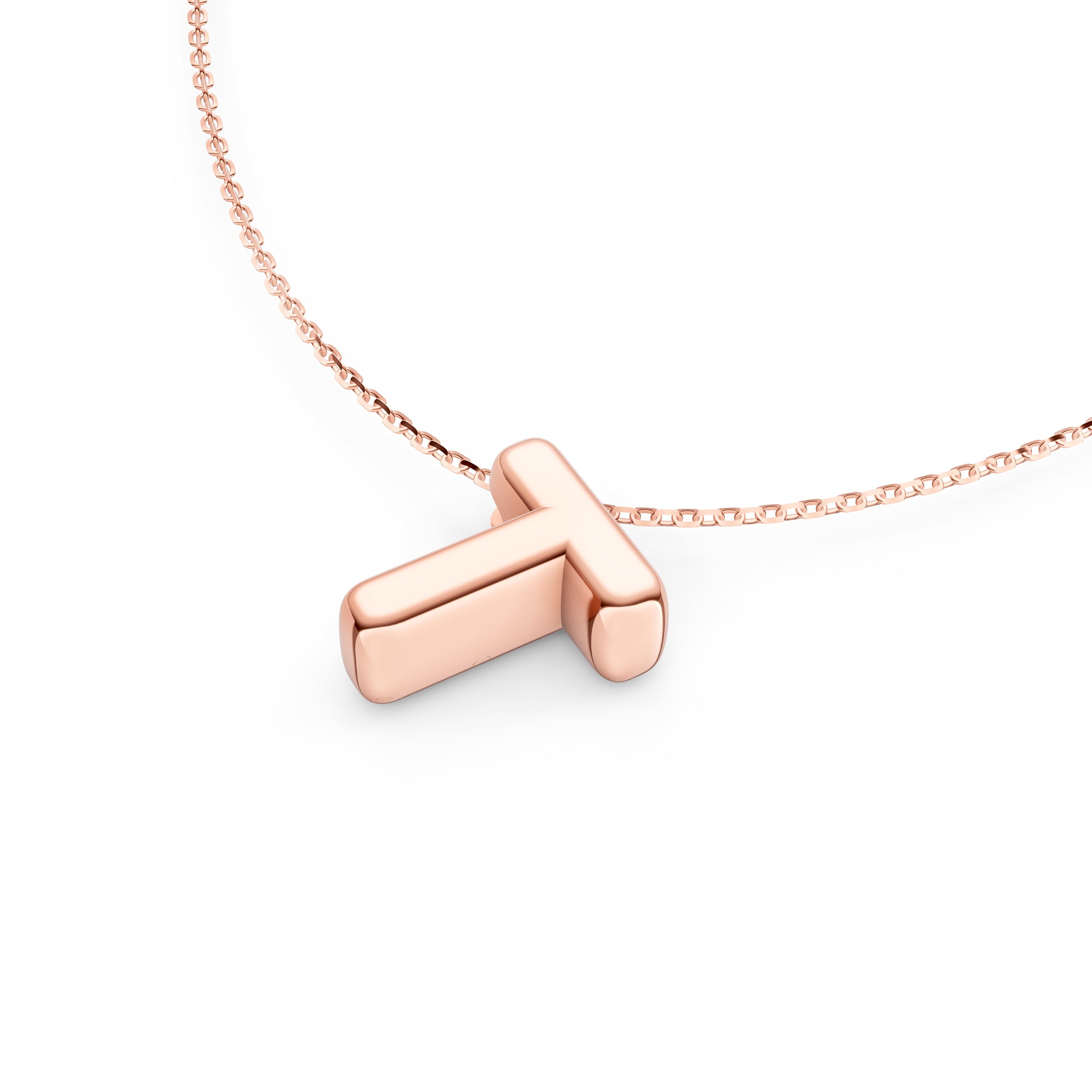 14K Gold Puffy Bubble Initial Necklace