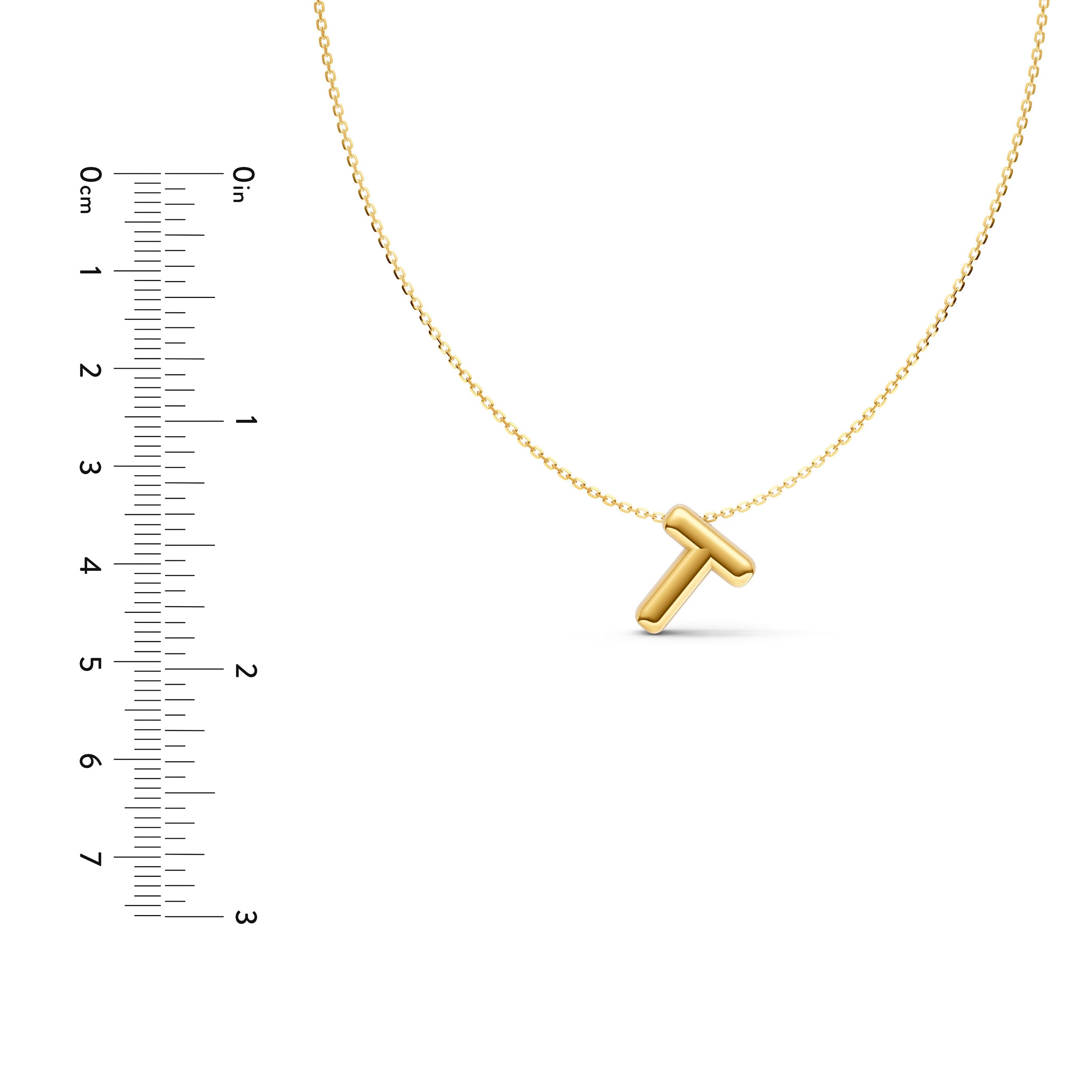 14K Gold Puffy Bubble Initial Necklace
