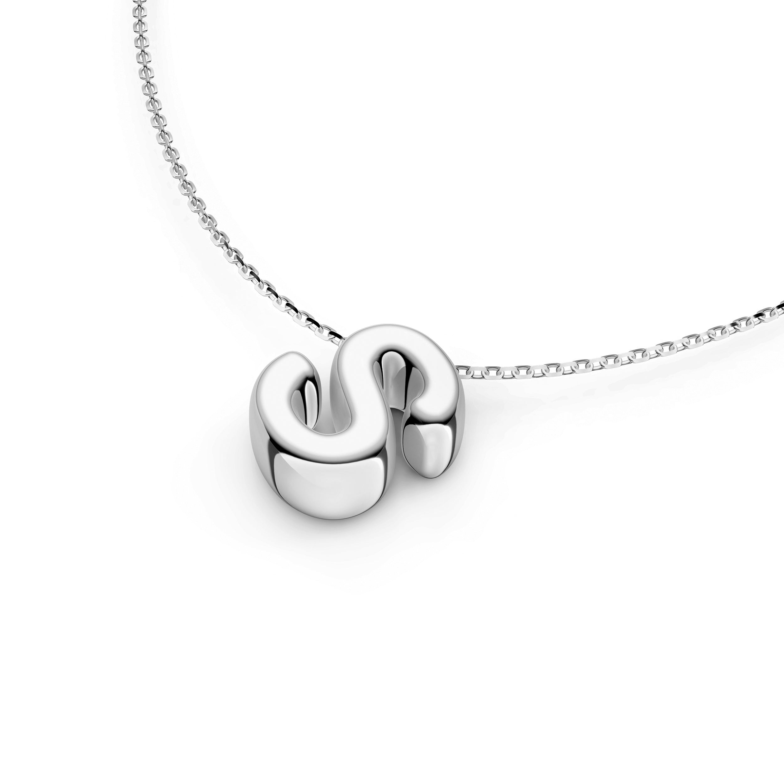 14K Gold Puffy Bubble Initial Necklace