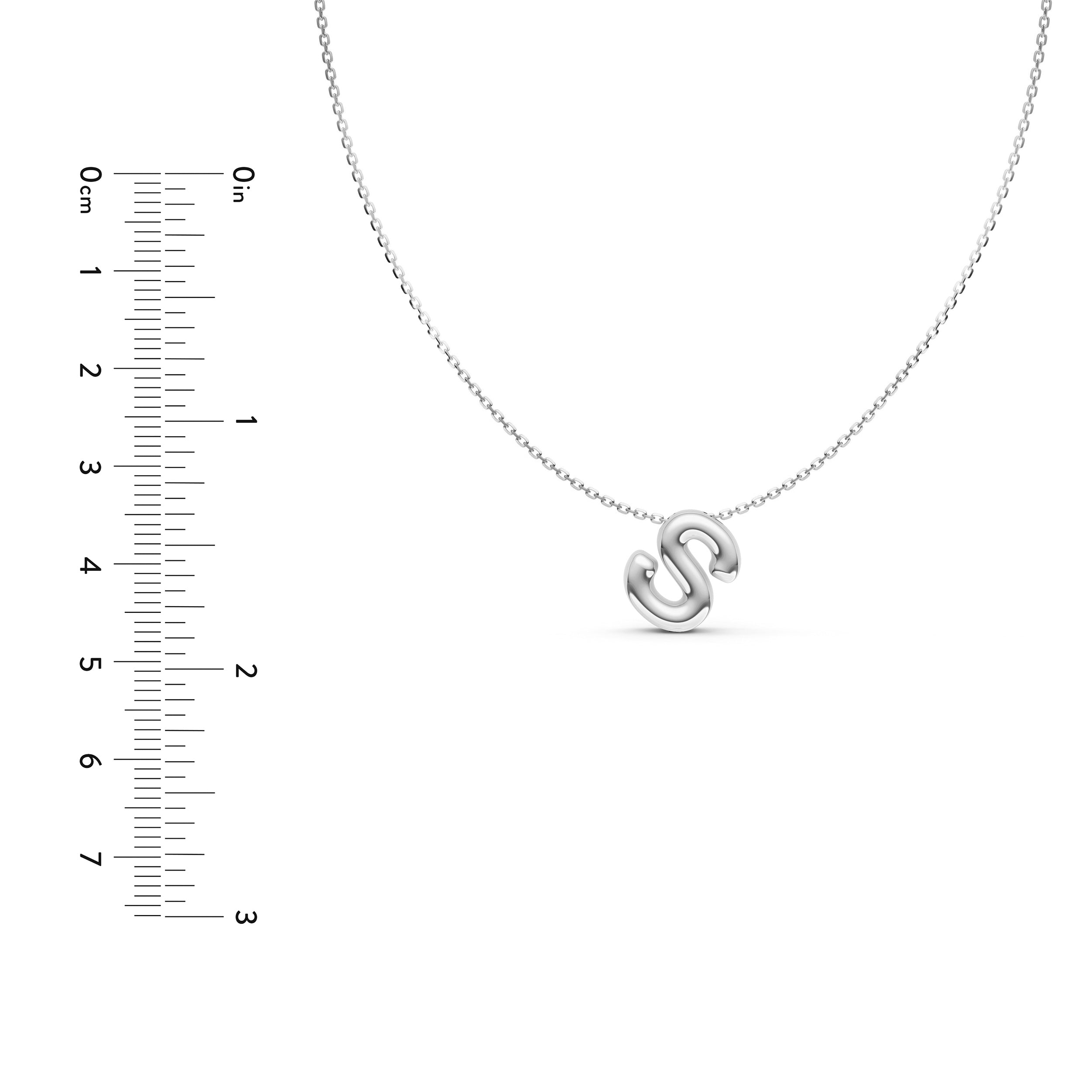 14K Gold Puffy Bubble Initial Necklace