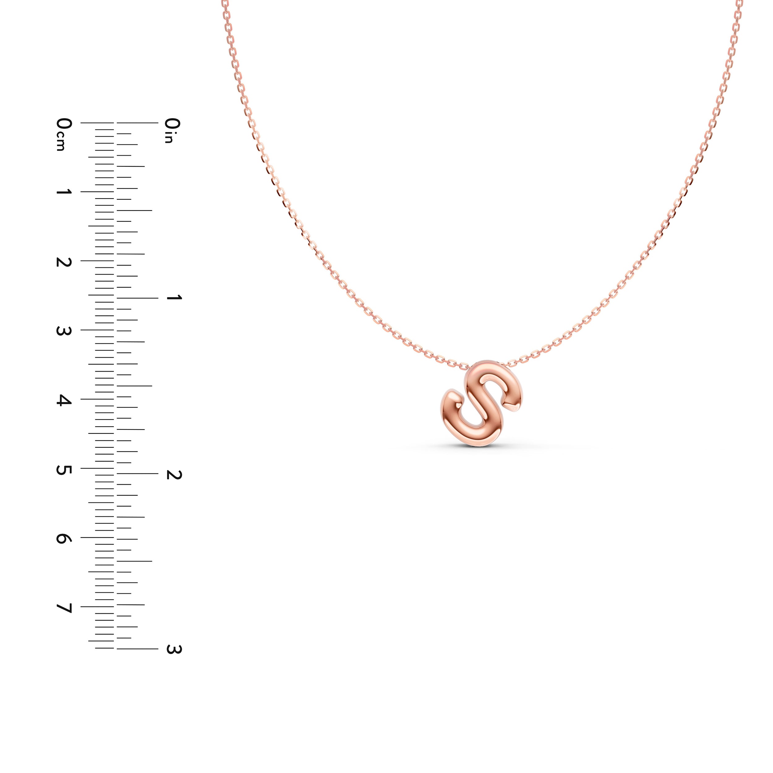 14K Gold Puffy Bubble Initial Necklace