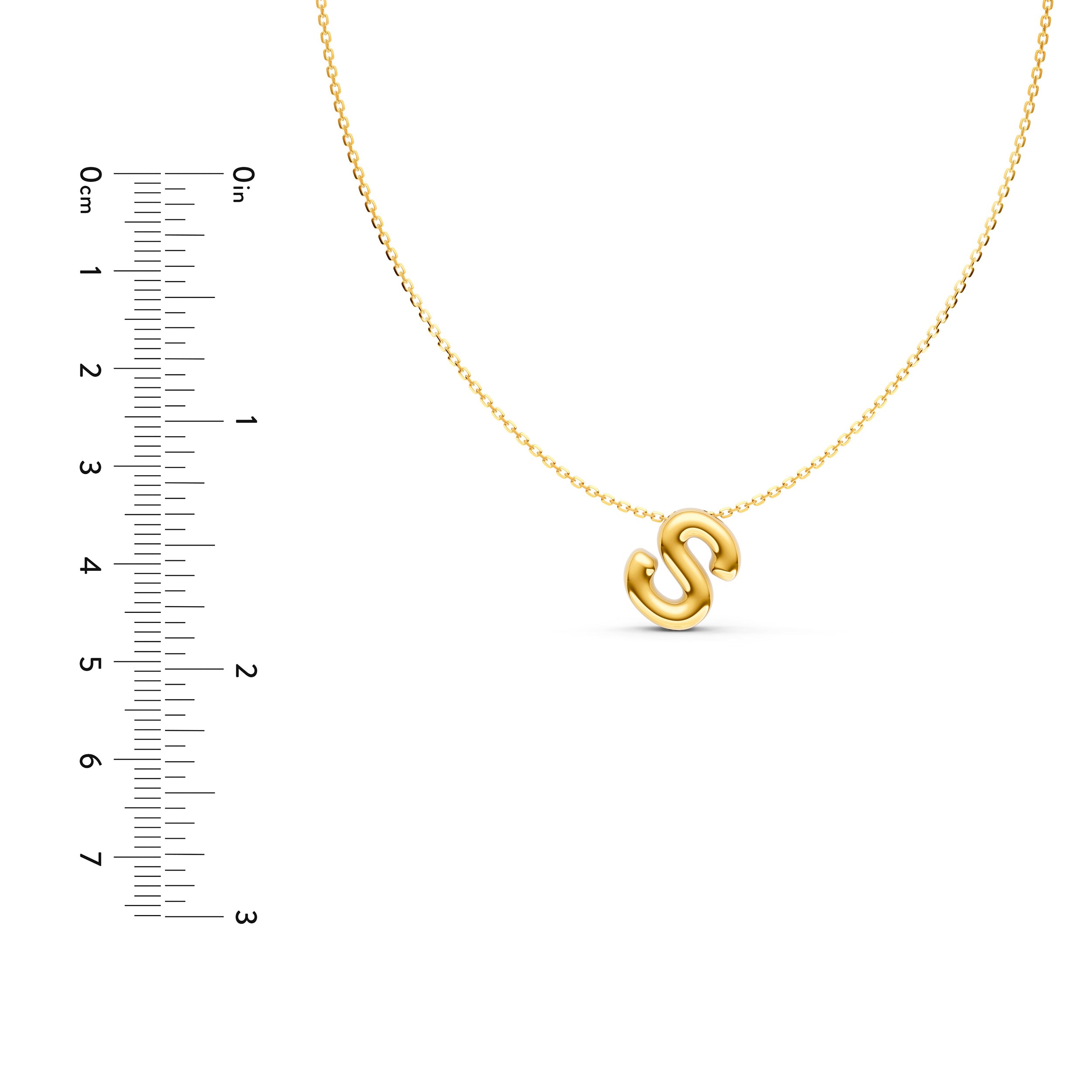 14K Gold Puffy Bubble Initial Necklace