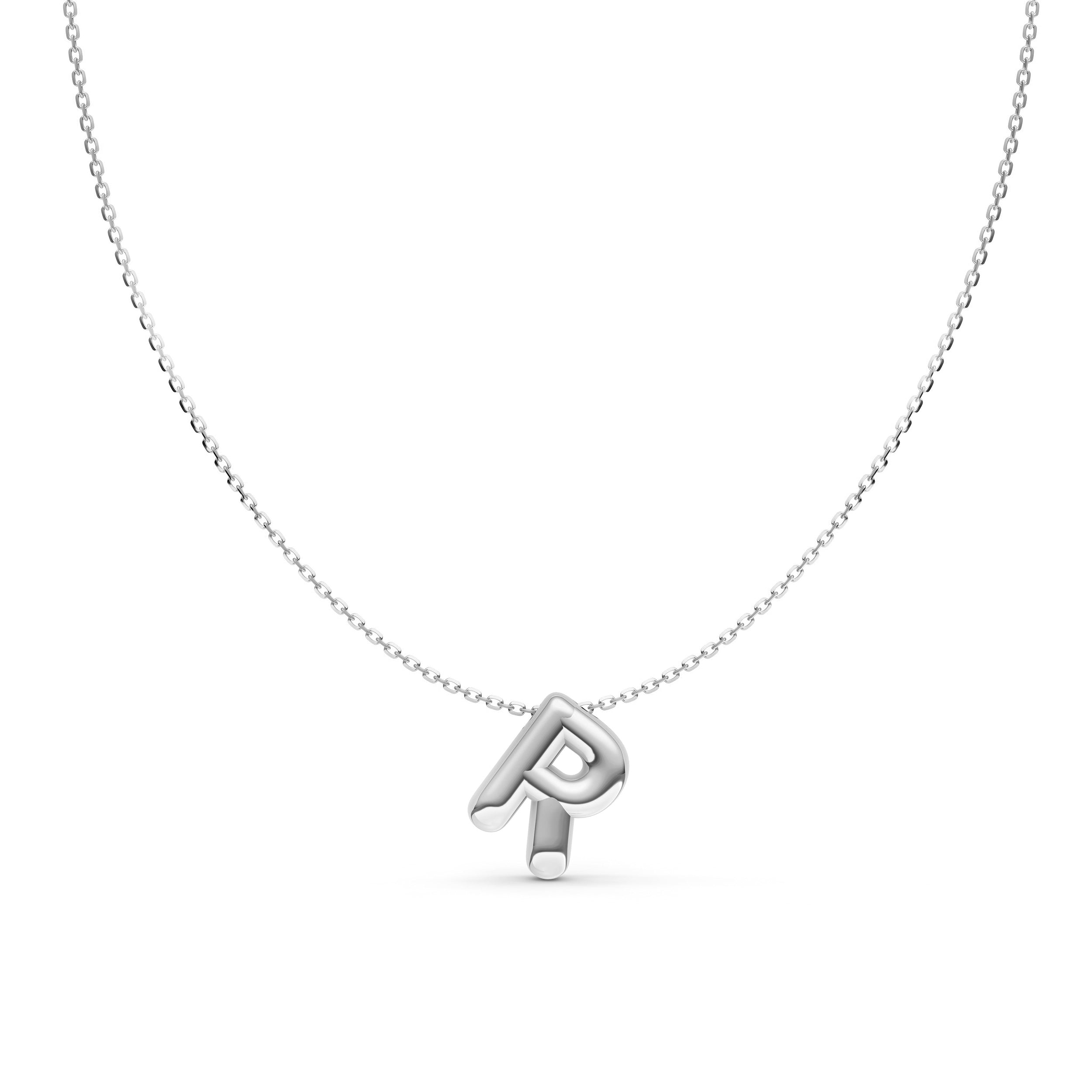 14K Gold Puffy Bubble Initial Necklace